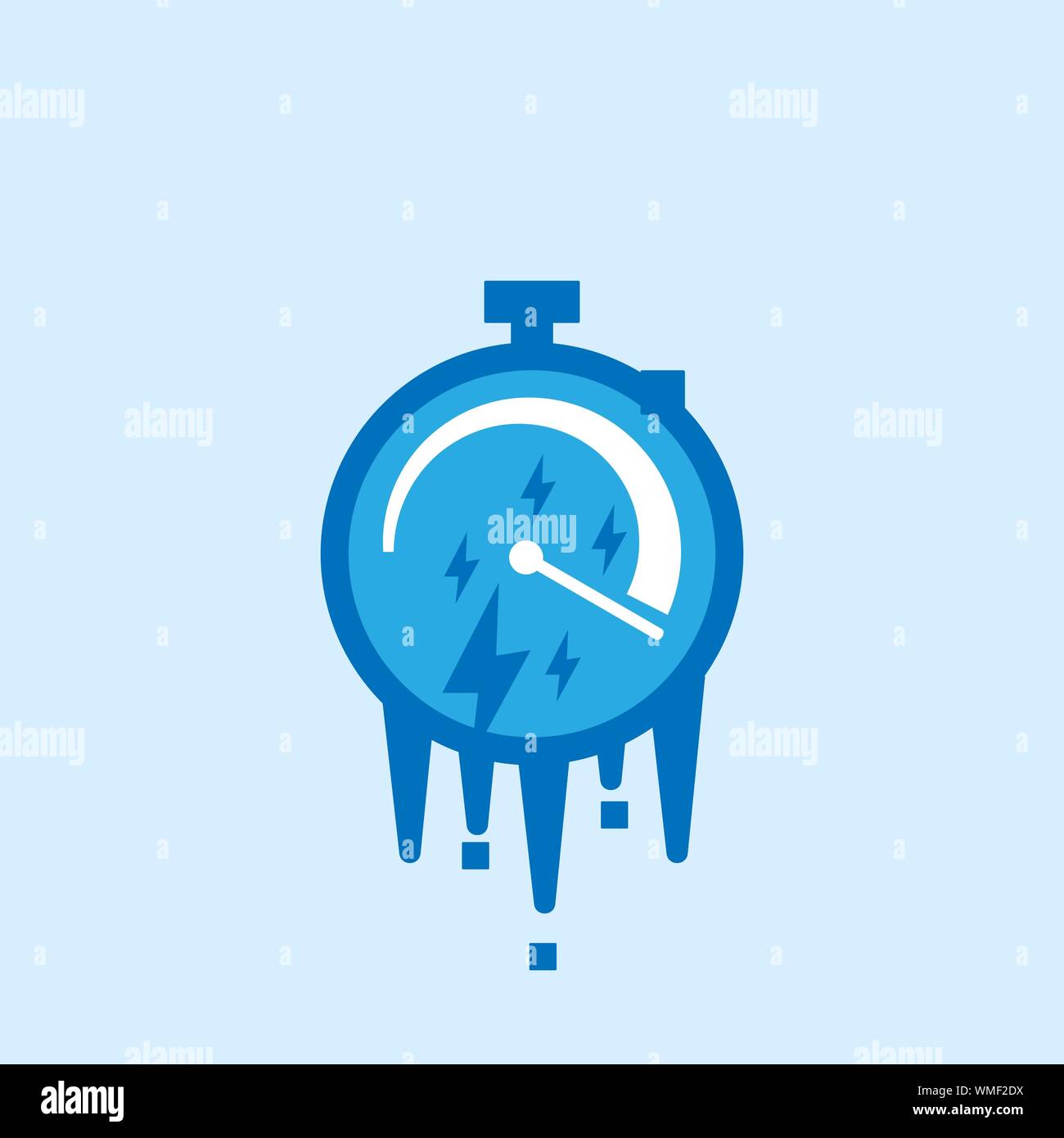timer icon, isolated, white on the blue background. Exclusive Symbols ...