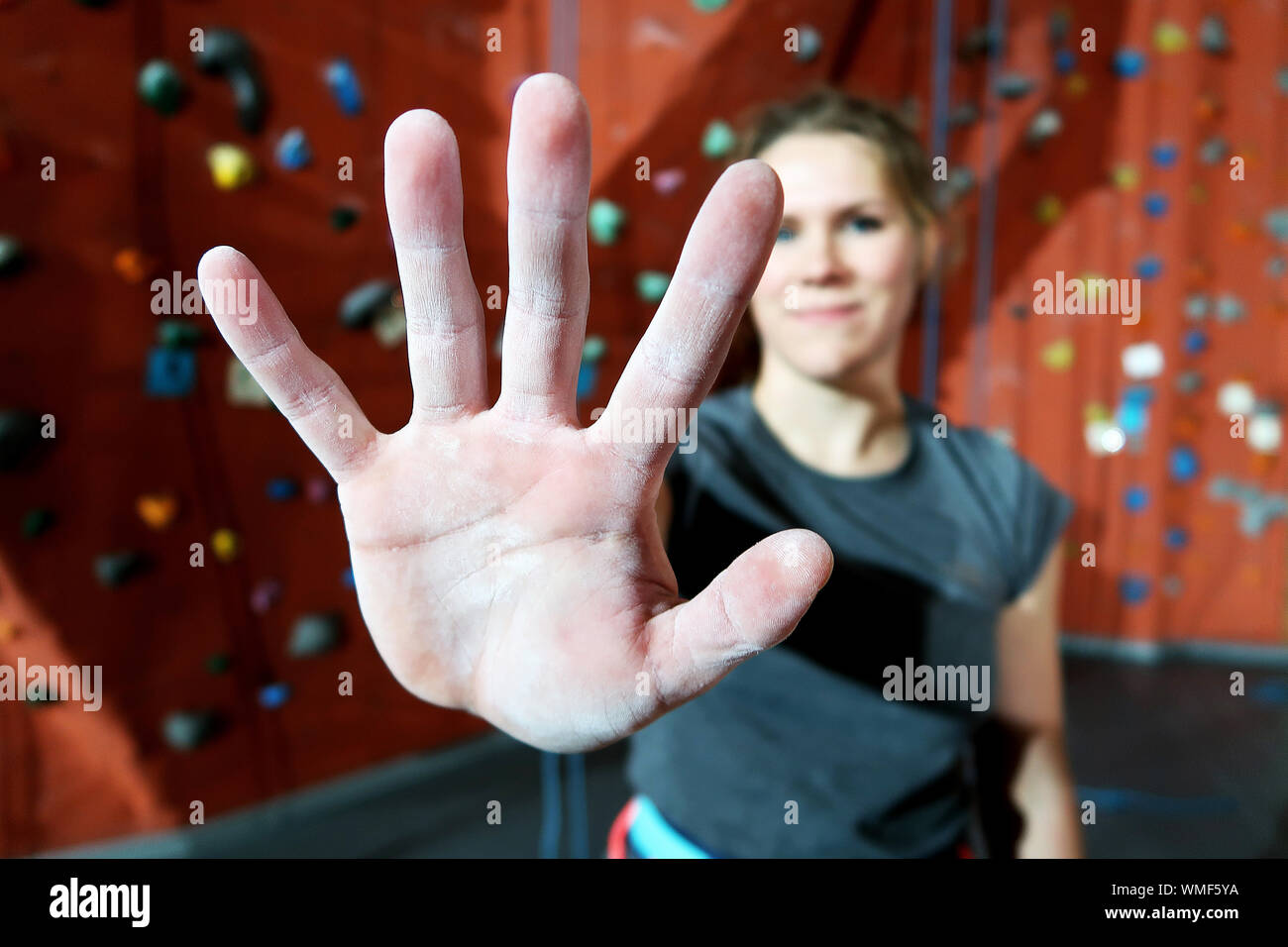 Young Woman Stop Sign Hand High Resolution Stock Photography and Images ...