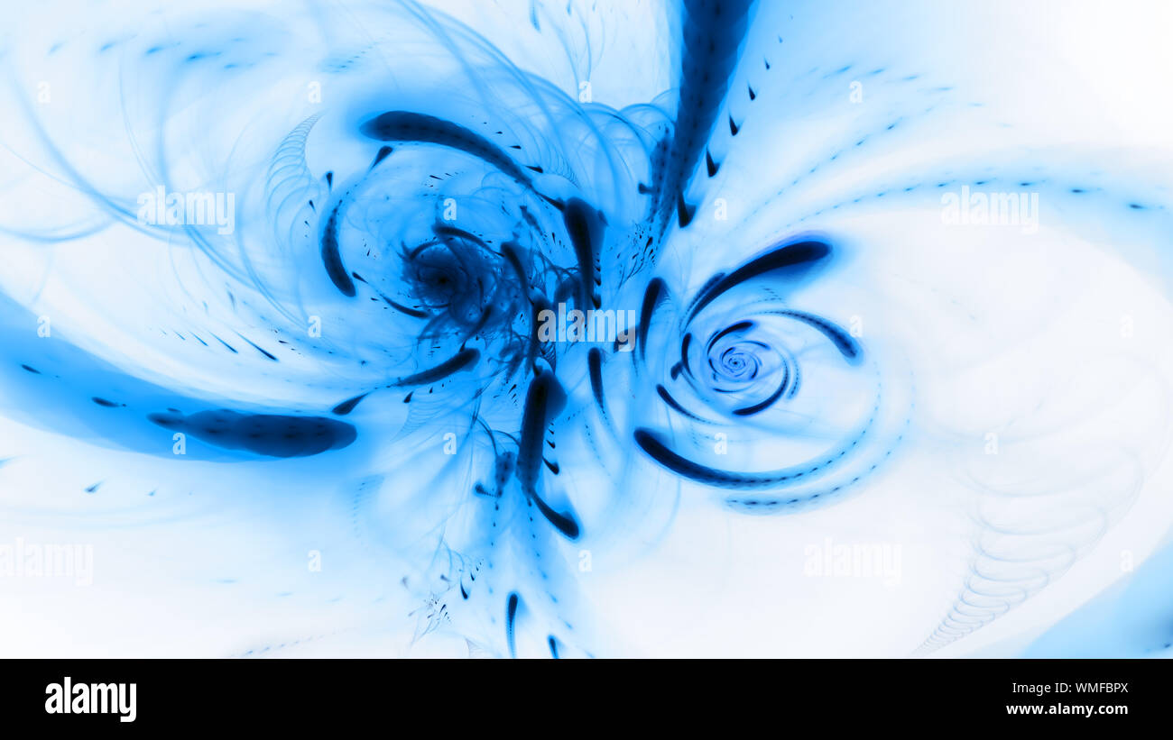 Blue inverted double spiral spinning energy in space, computer generated abstract background, 3D rendering Stock Photo