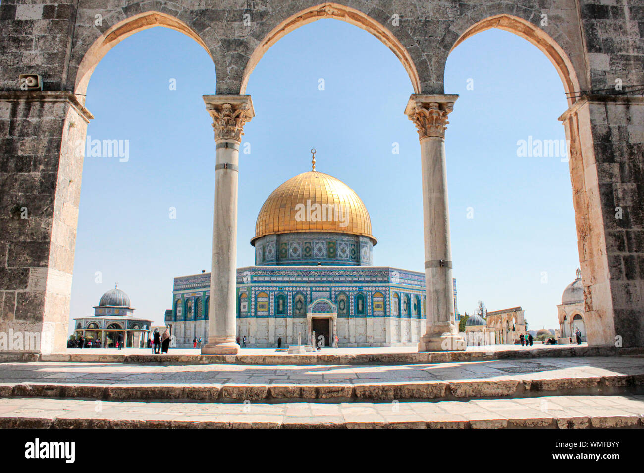 Old Arabic Arches at the Entrance of the Dome of the Rock - Jerusalem, Israel Stock Photo