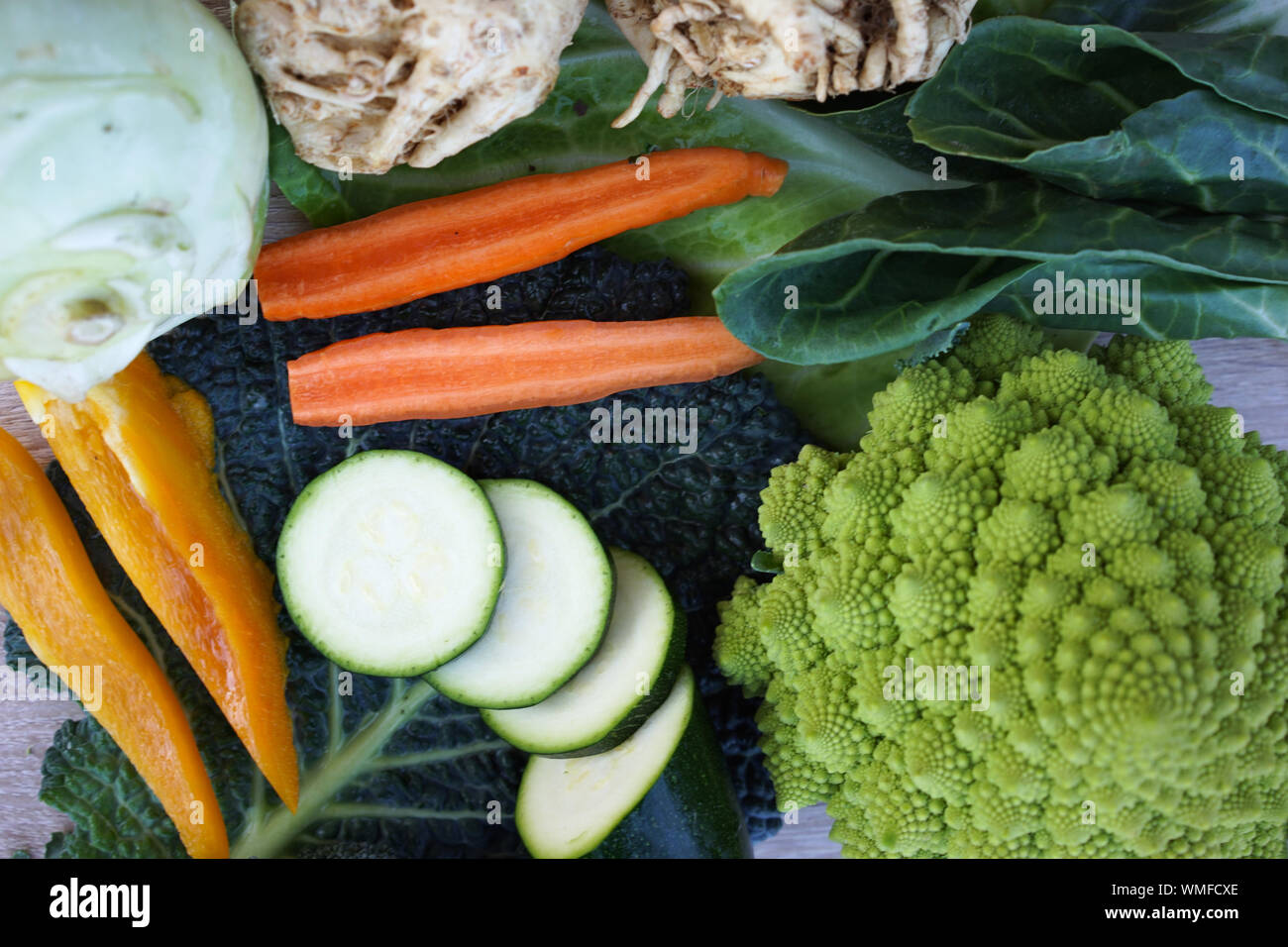 Directly Above View Of Fresh Vegetables Stock Photo