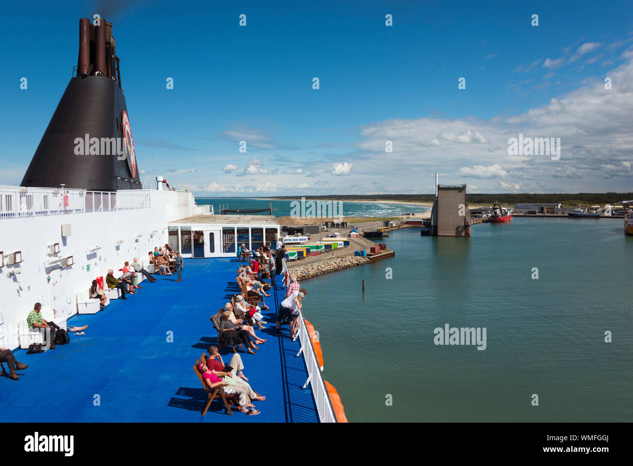 Ferry, Norrona, Smyril Line, harbour, Hirtshals, Jutland, Danemark Stock Photo