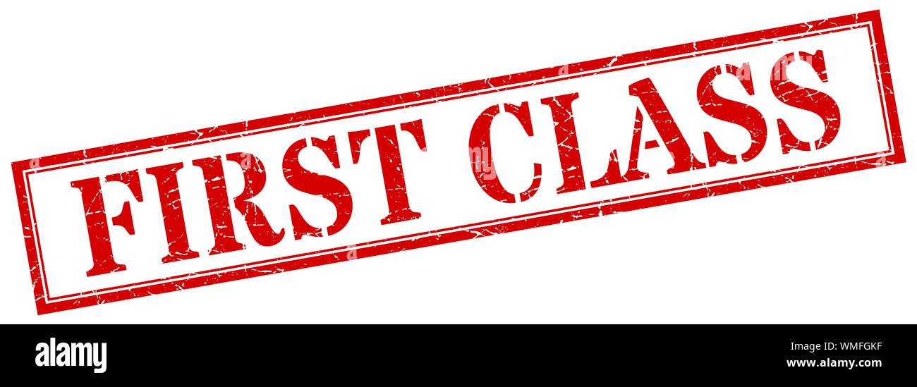 first class stamp. first class square grunge sign. first class Stock Vector