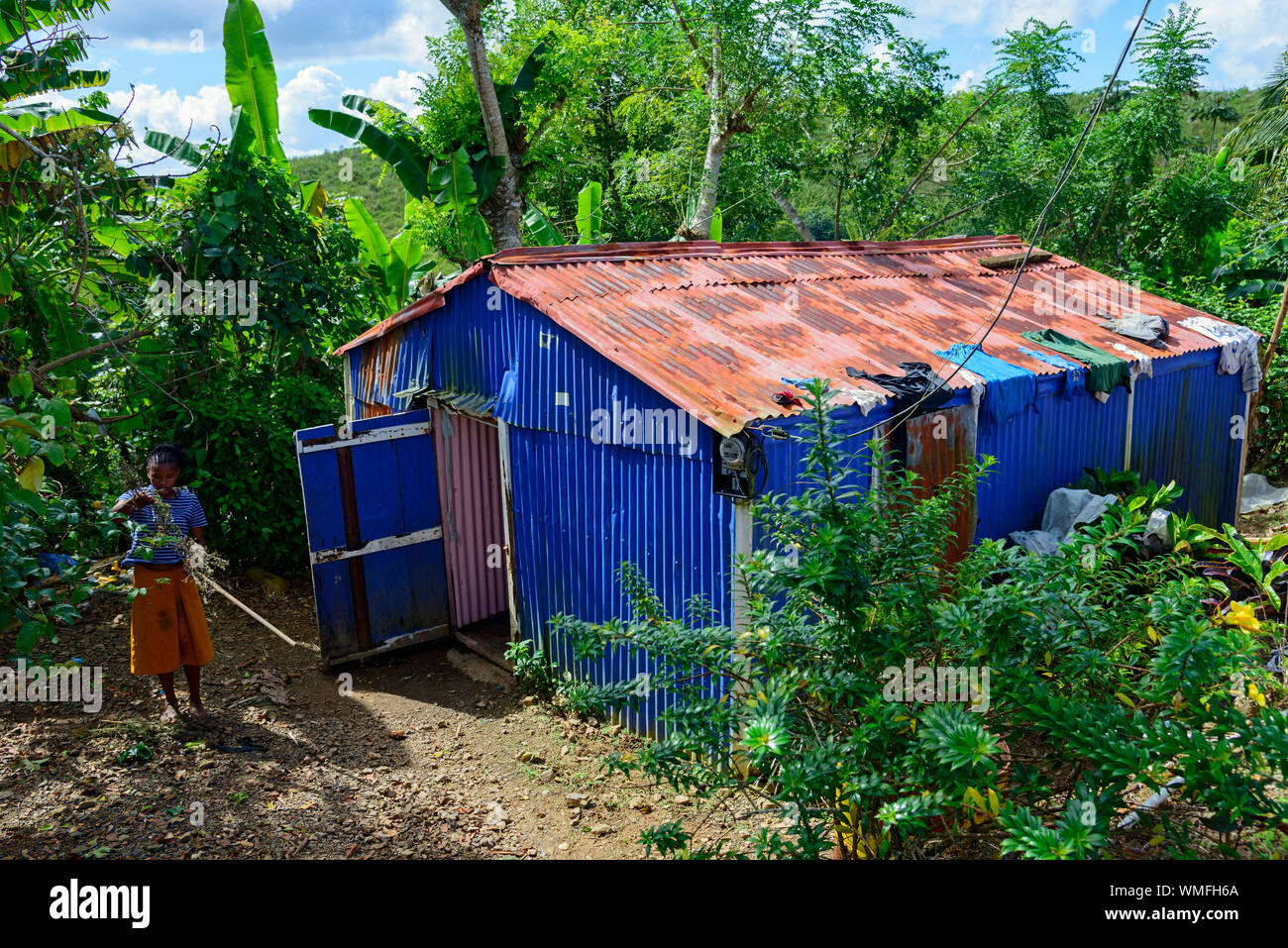 House between Pedro Sanchez and Miches, Cordillera Oriental, Dominican Republic, Carribean, America Stock Photo