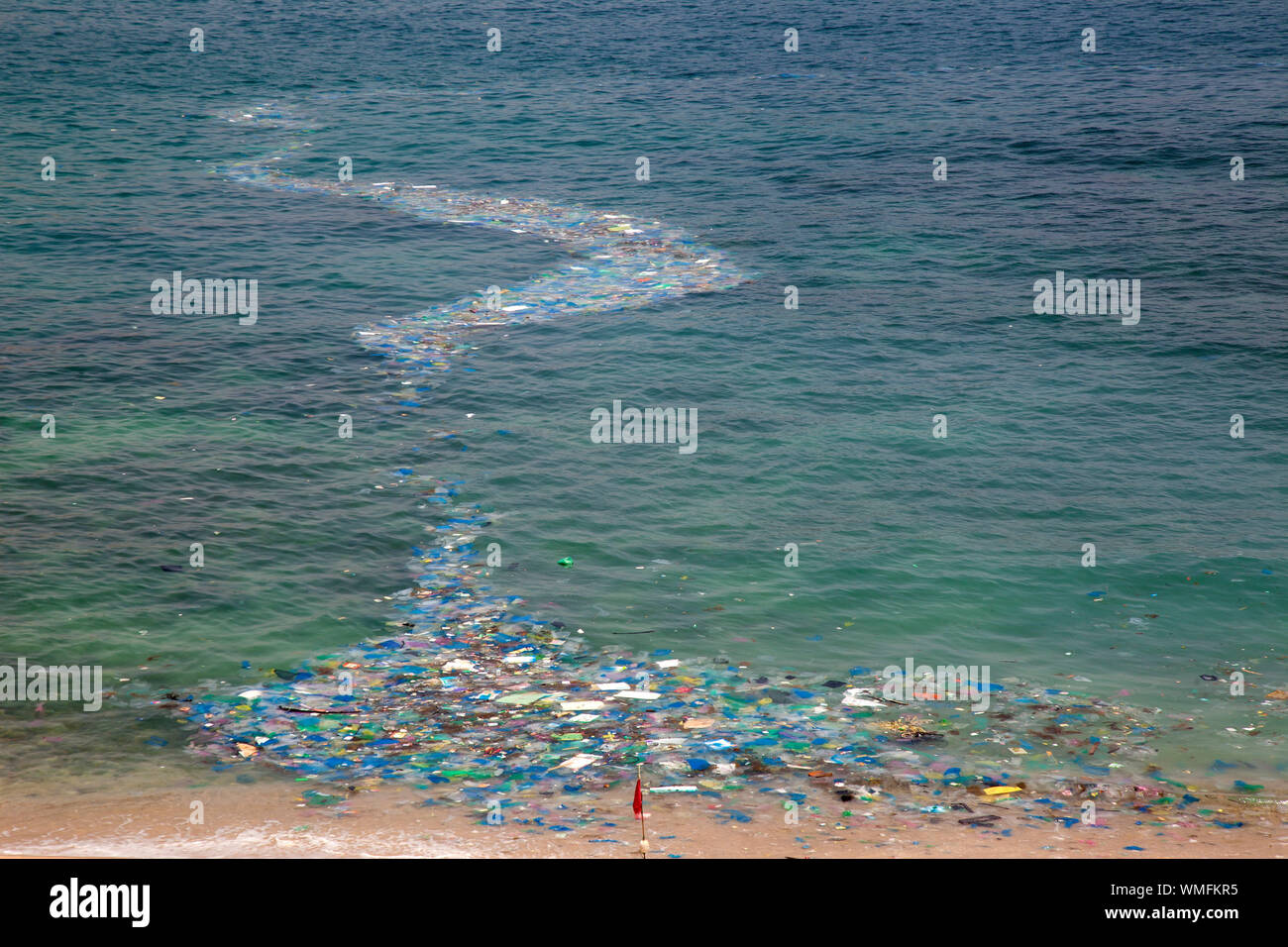 Plastic waste at beach of Cam Ranh, south china sea, Ninh Thuan, Vietnam Stock Photo