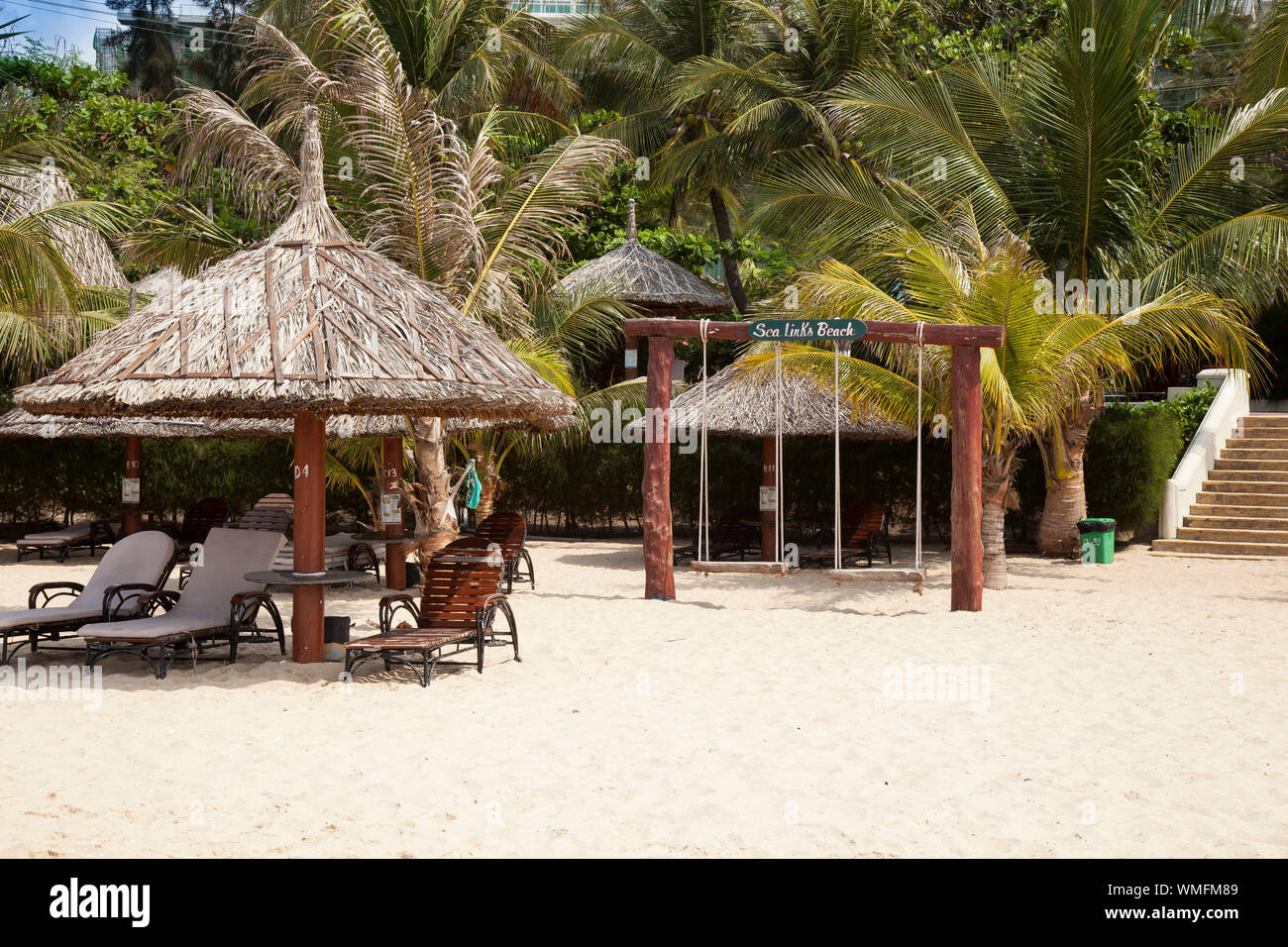 Palm Beach at the Sea Link Resort, Mui Ne, Vietnam, asia Stock Photo