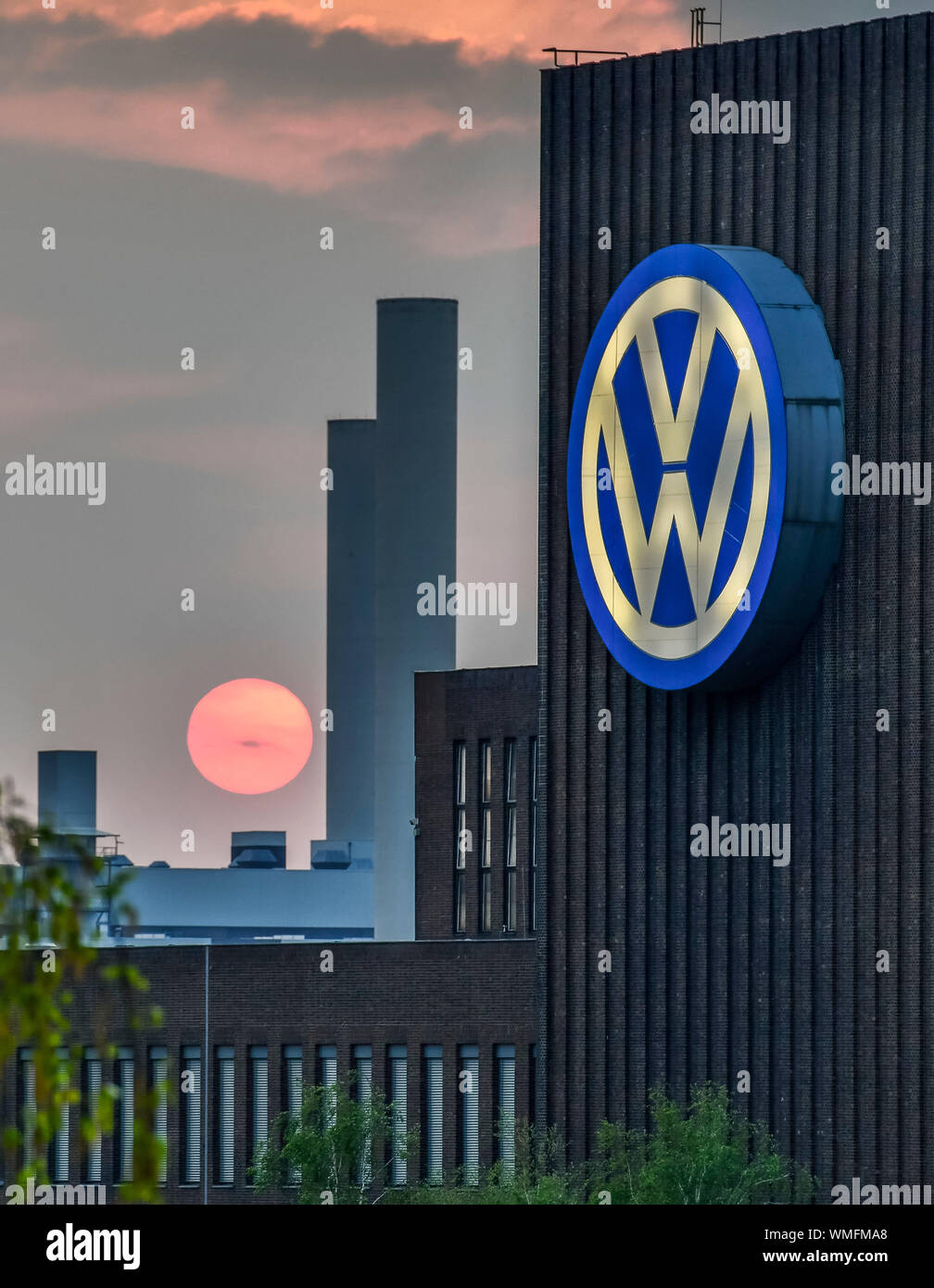 Sonnenuntergang, VW-Kraftwerk, Wolfsburg, Niedersachsen, Deutschland Stock Photo