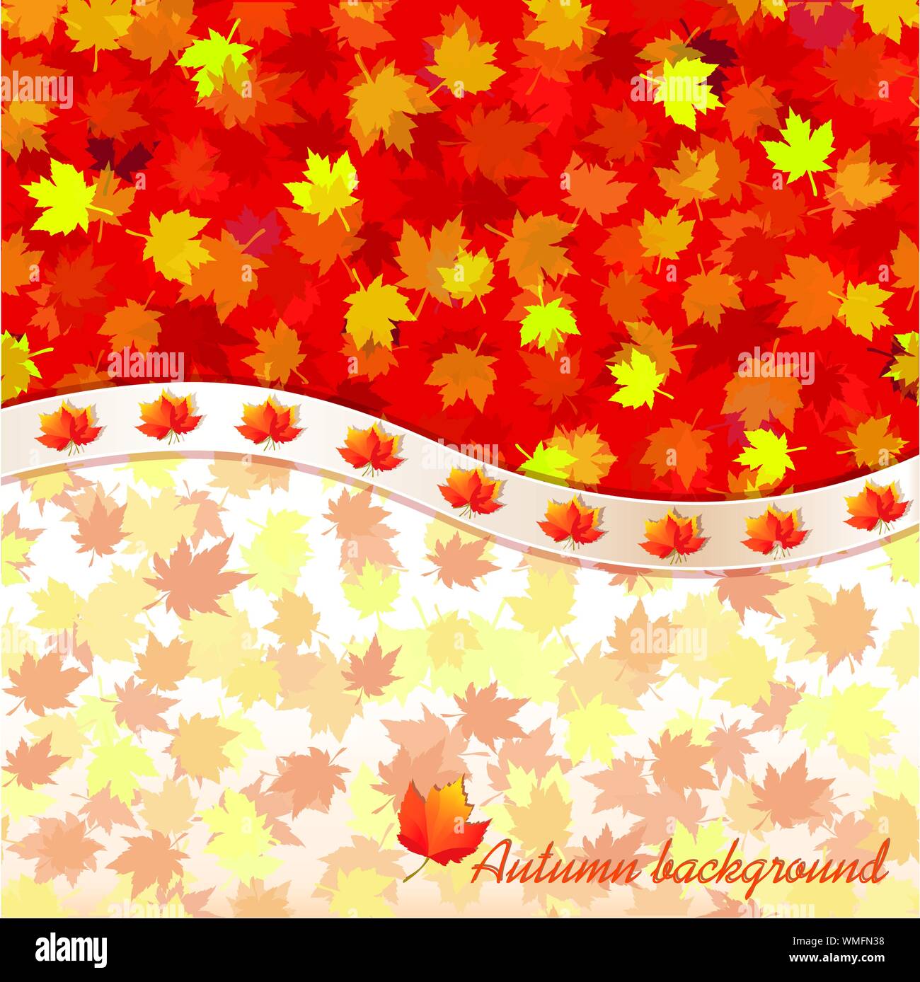 Autumn background with maple leaves, vector illustration Stock Vector