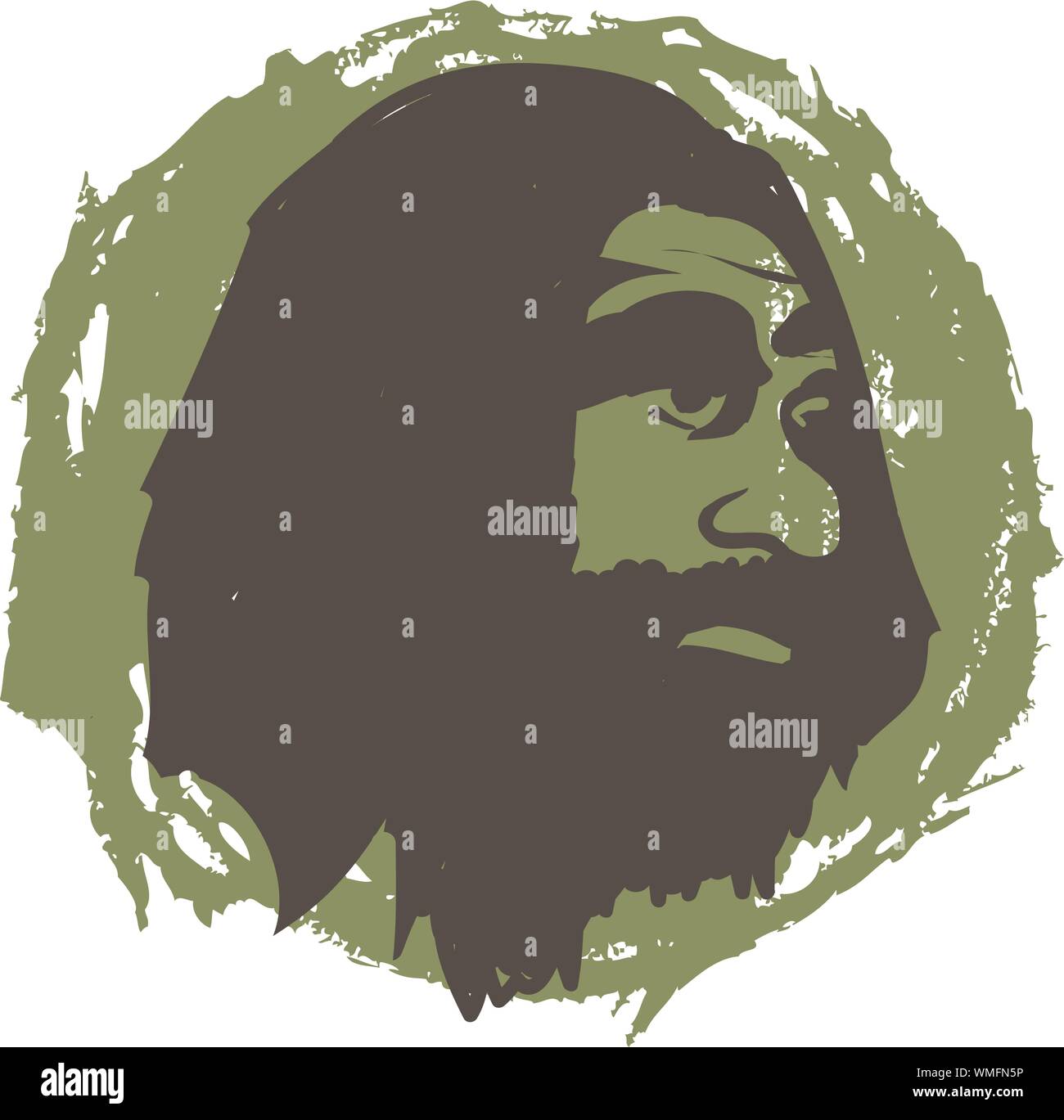 vector logo caveman head, ancient human illustration for vintage logo Stock Vector