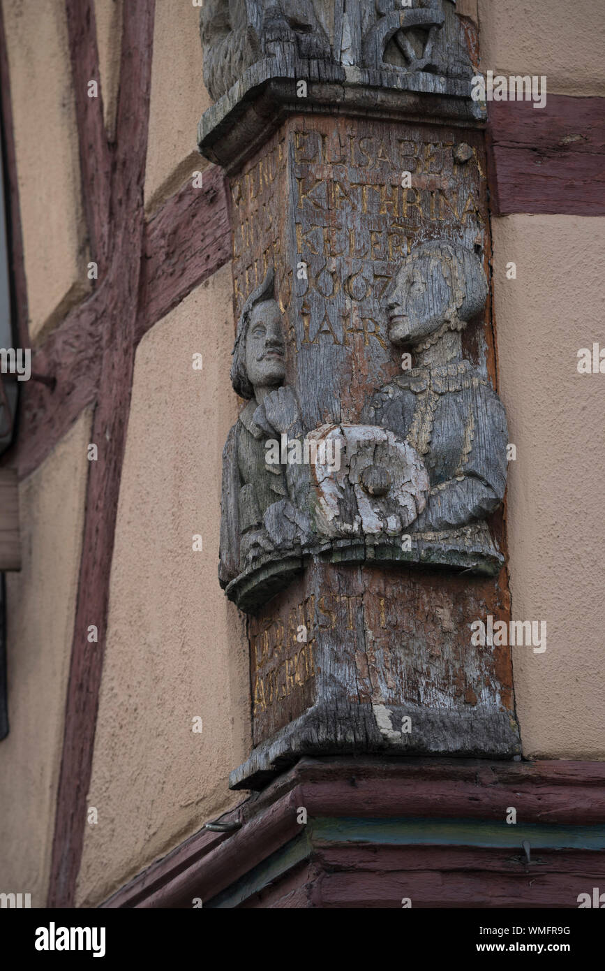Historic woodcarving, bad mergentheim, tauber valley, tauber-franconia, baden-wuerttemberg, heilbronn-franconia, germany Stock Photo