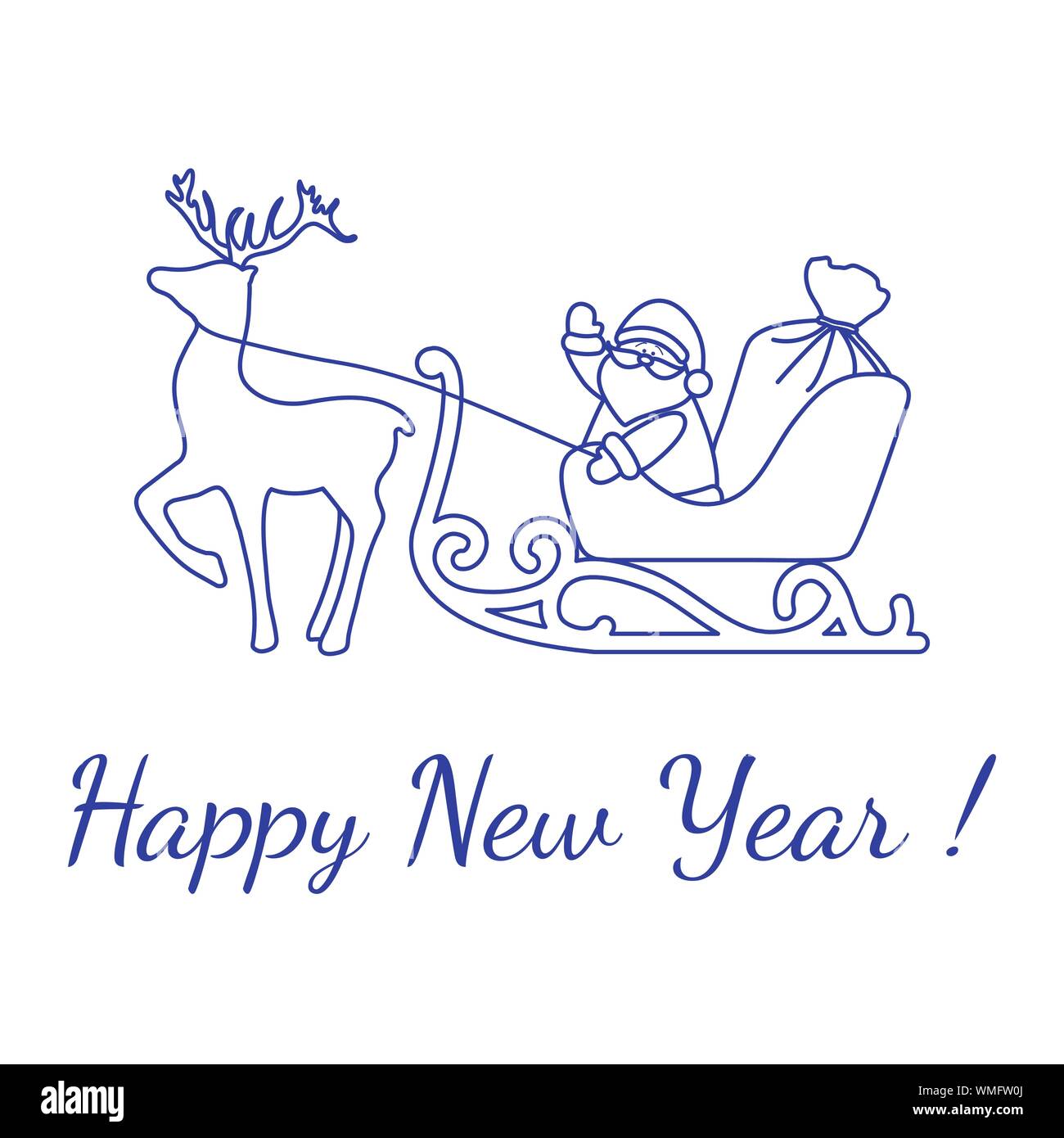 Happy New Year 2020, Merry Christmas vector illustration. Santa Claus ...
