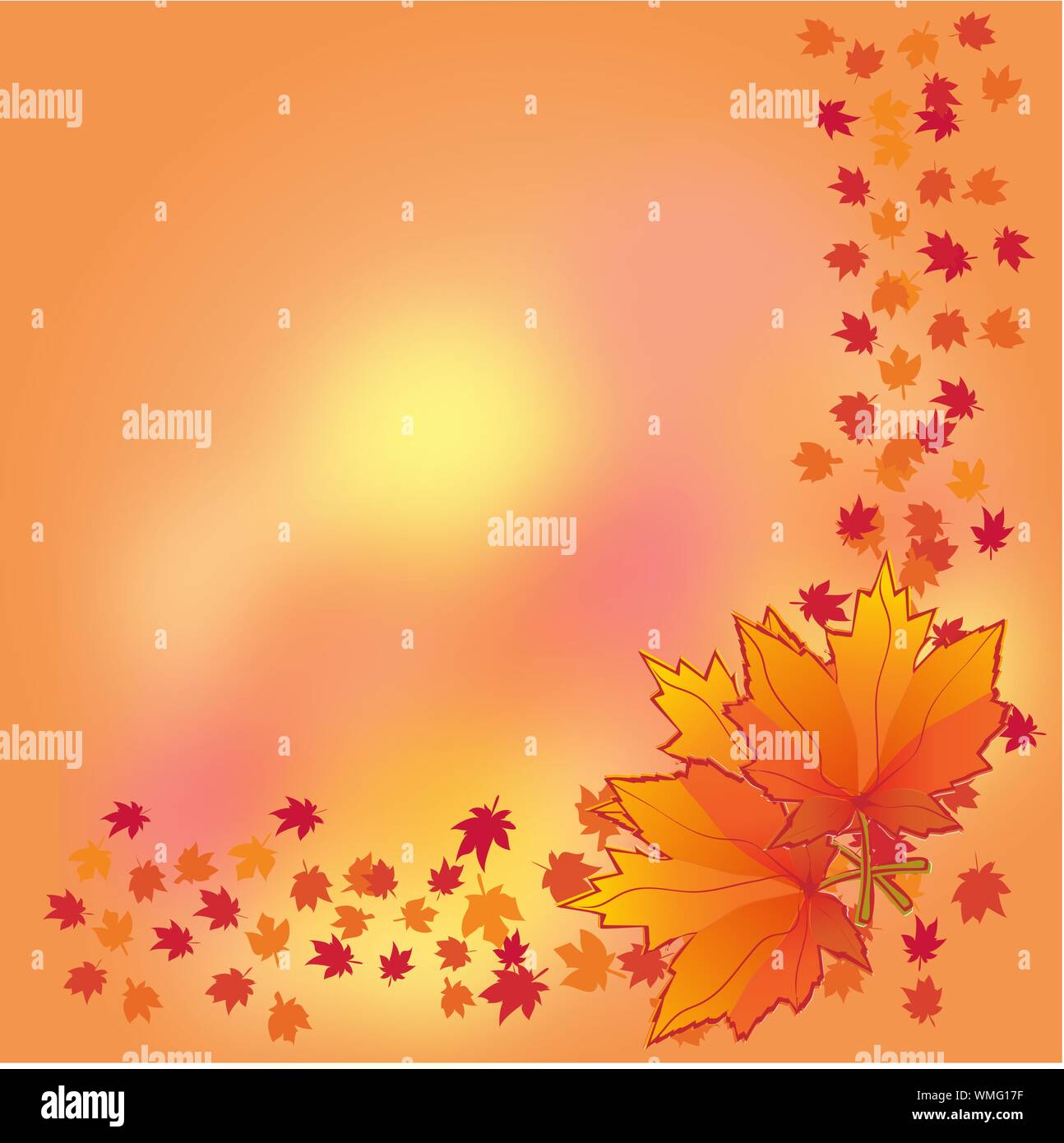 Autumn background with maple leaves, part 1, vector illustration Stock Vector