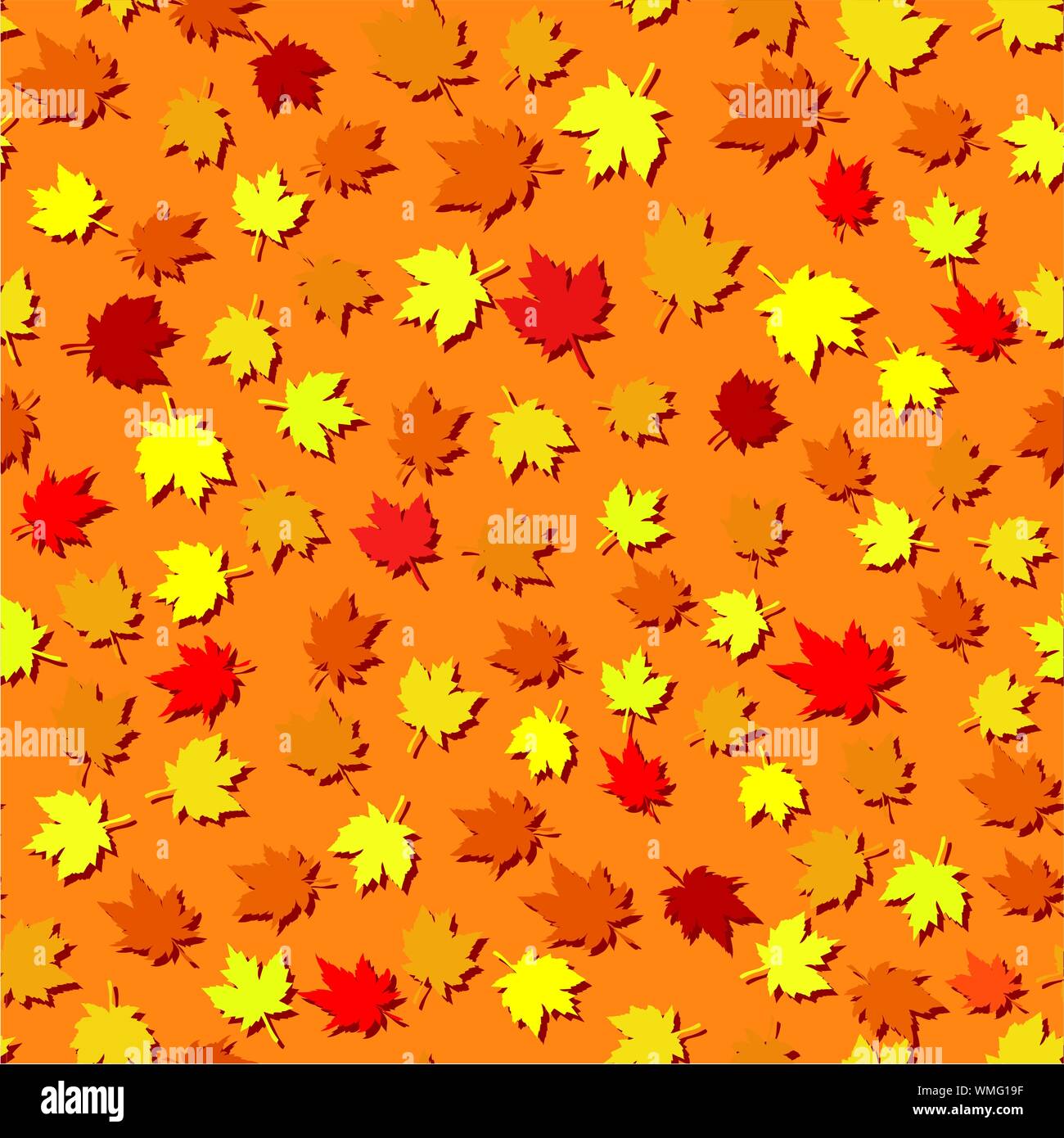 Autumn seamless background with maple leaves, vector illustration Stock Vector
