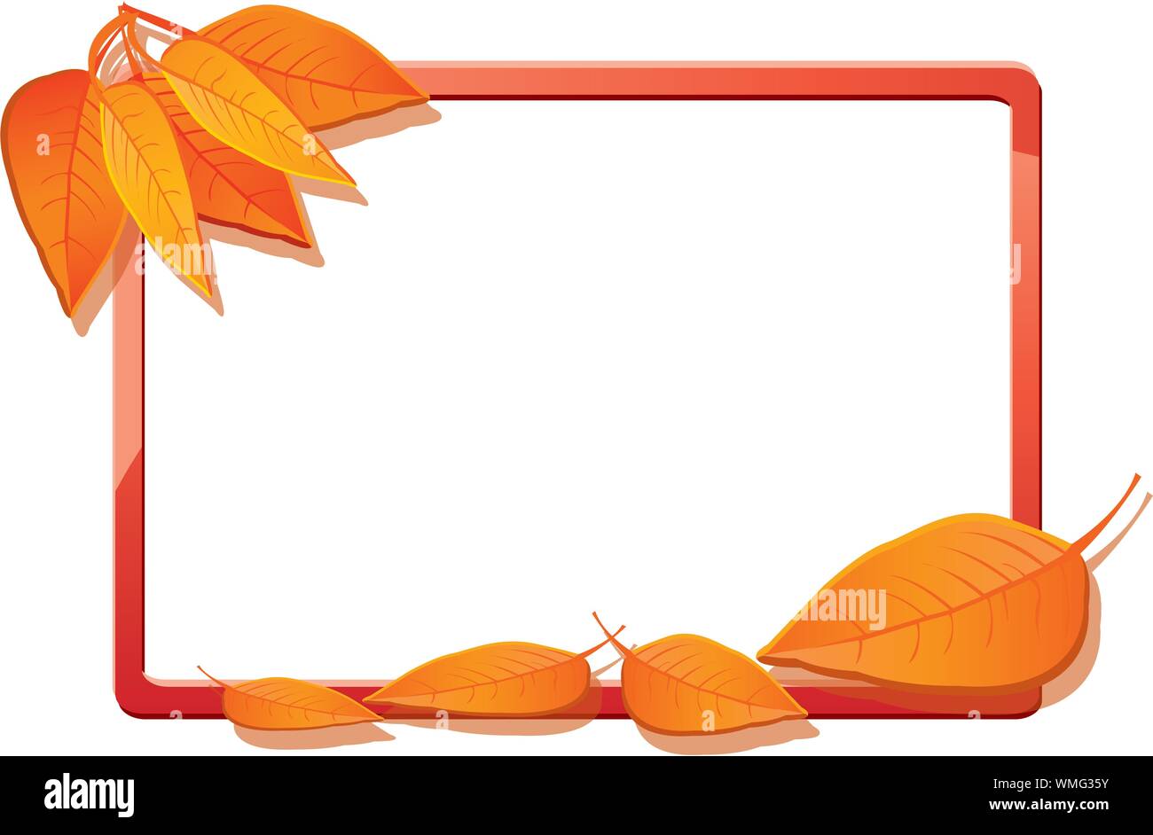 Autumn frame with orange leaves, vector illustration Stock Vector Image ...