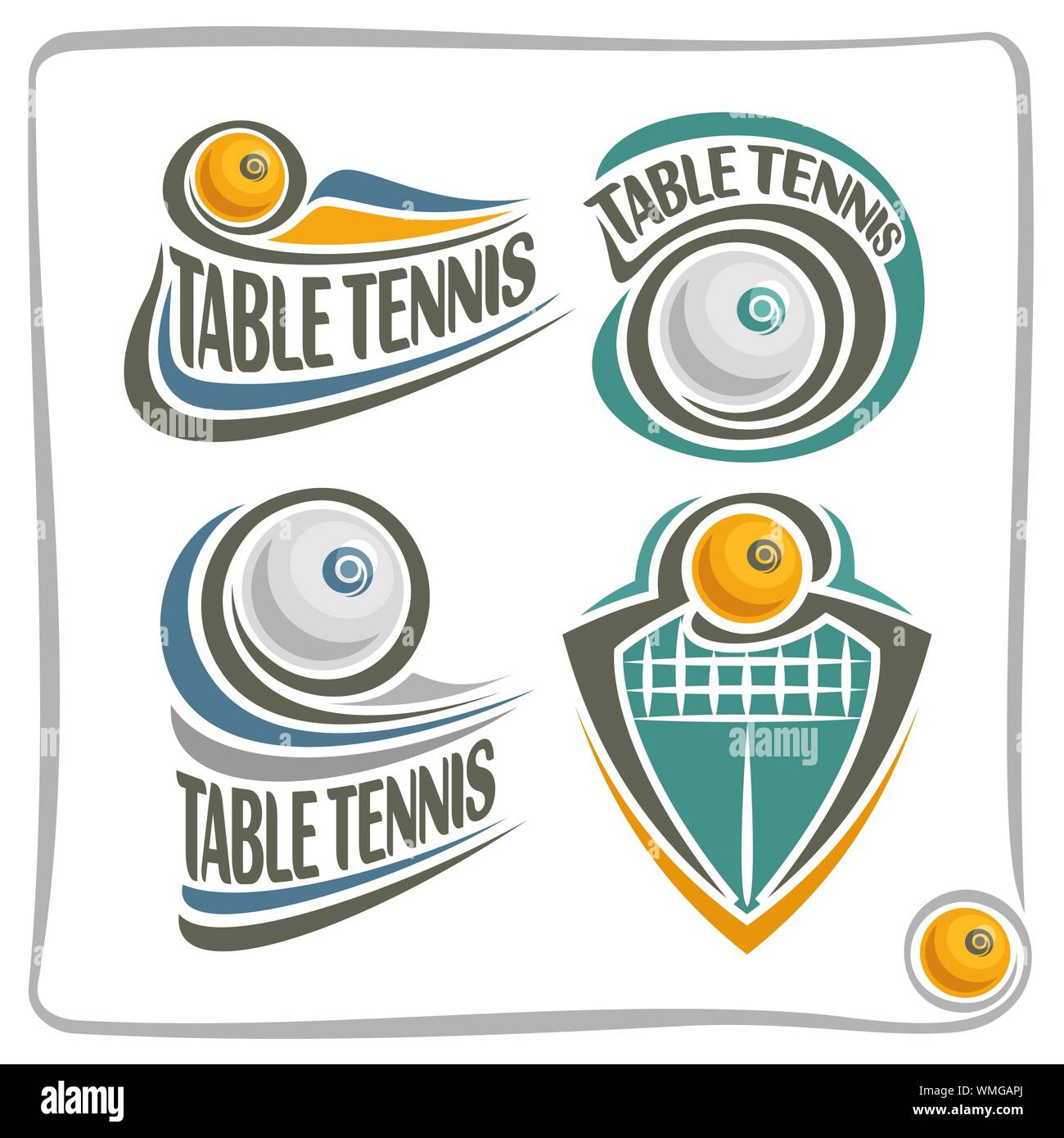 Vector abstract logo for Table Tennis, signs for sports club, simple ping  pong ball flying in goal, set of isolated sporting icons Stock Vector Image  & Art - Alamy