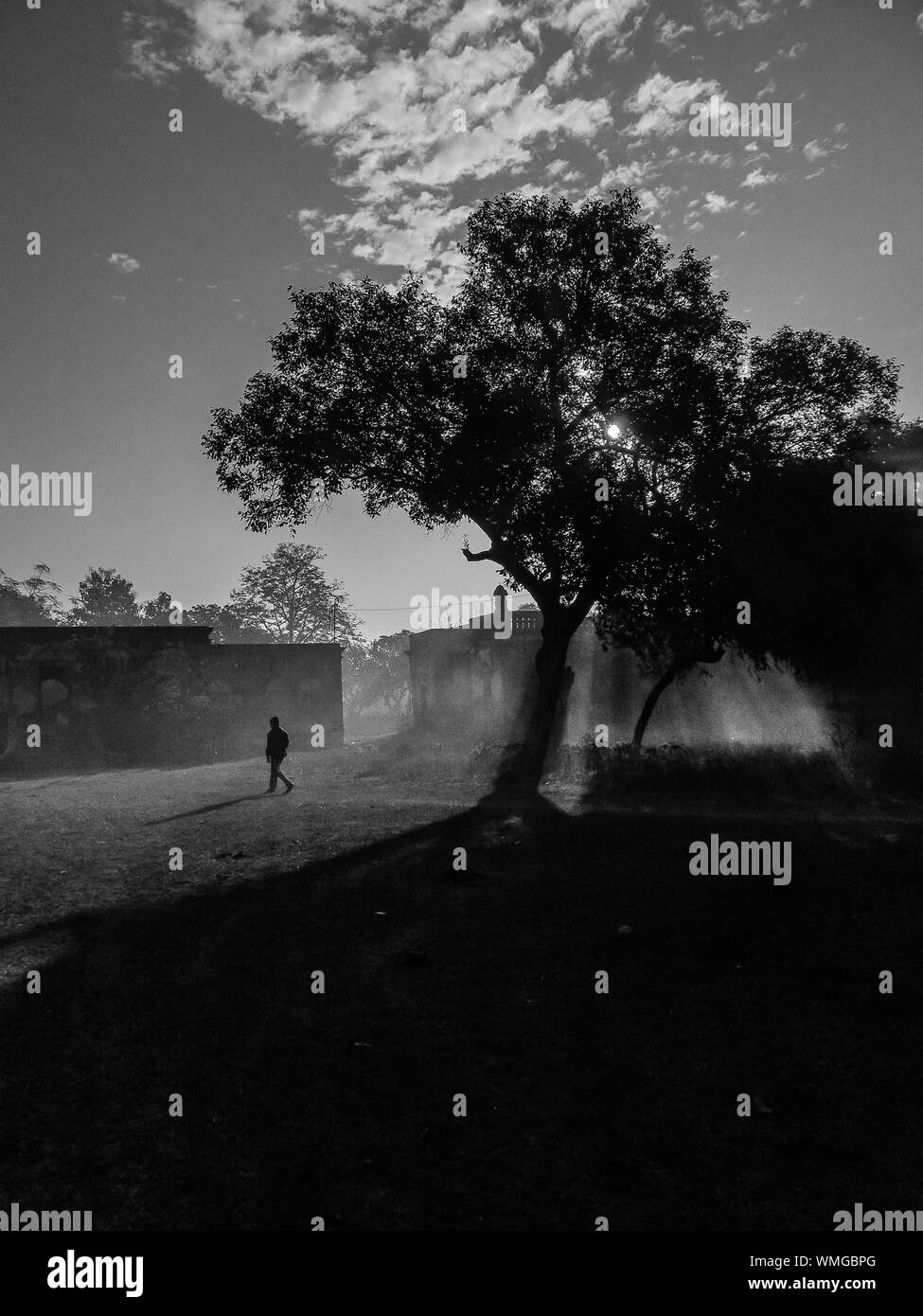 Rear view man silhouette Black and White Stock Photos & Images - Alamy