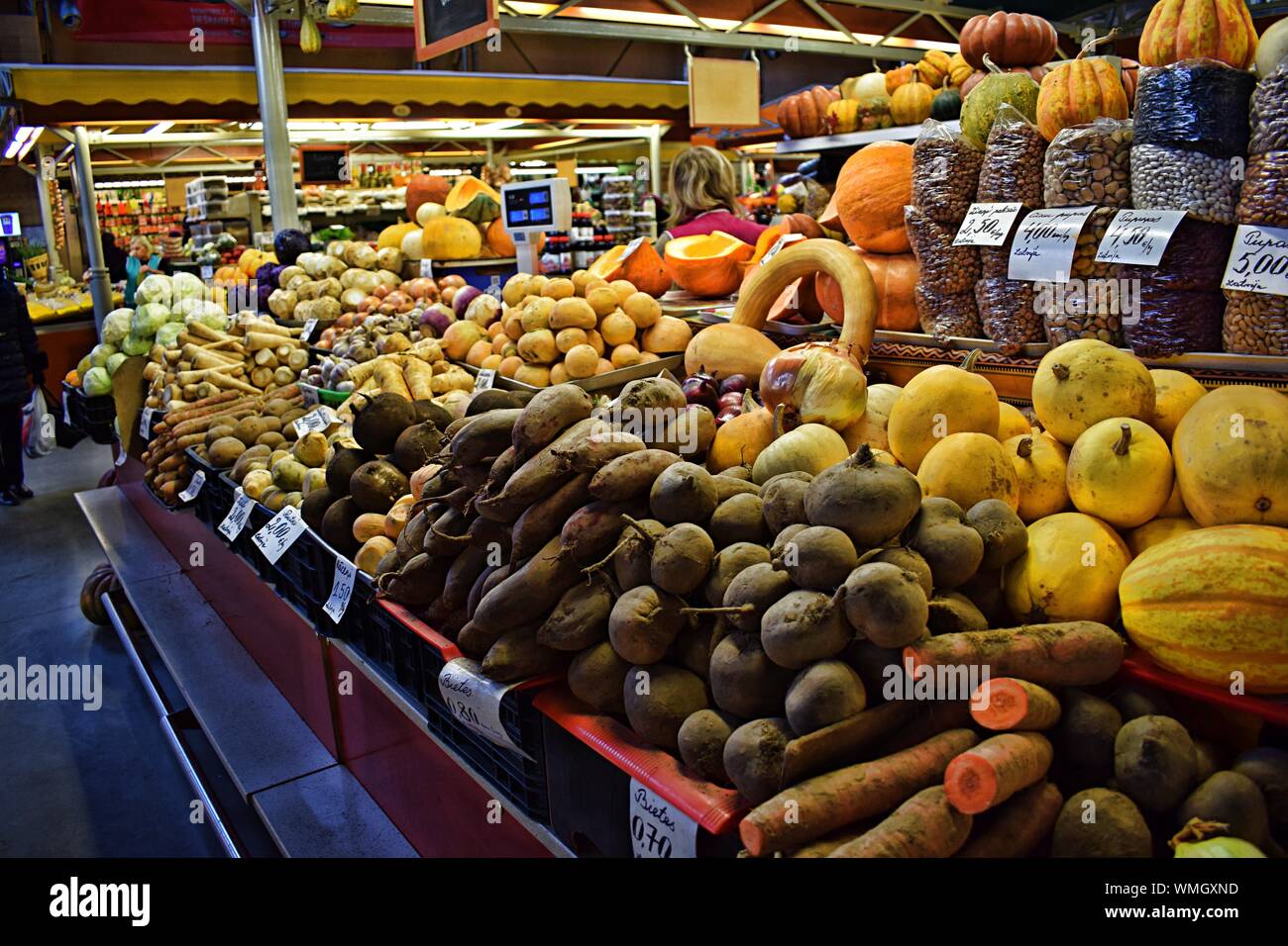 Various Food For Sale At Market Stall Stock Photo Alamy