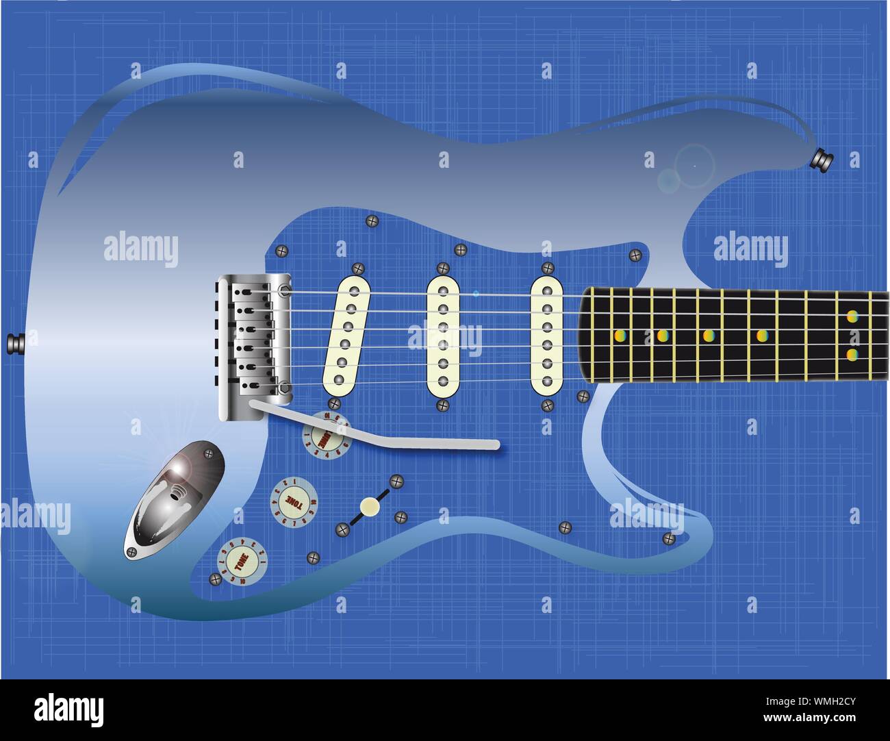 Blue Grunge Guitar Stock Vector