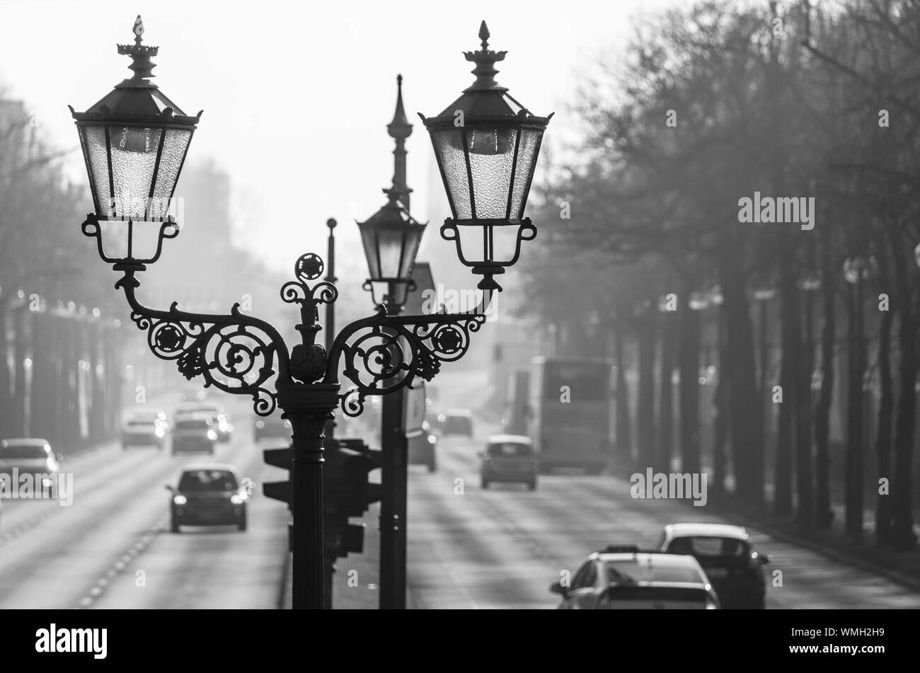 Street light lamp posts Black and White Stock Photos & Images - Alamy
