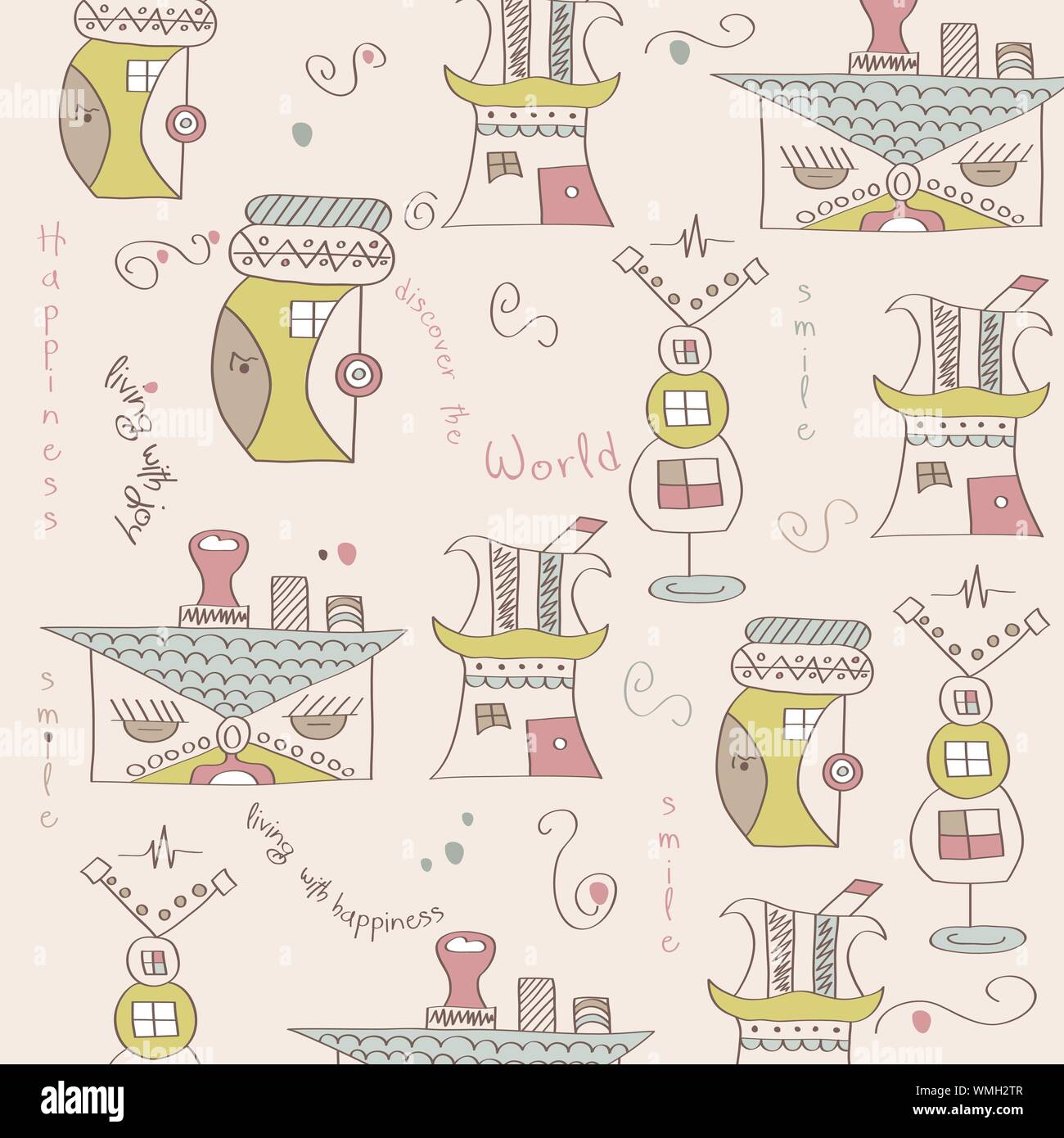 seamless pattern with surreal houses Stock Vector Image & Art - Alamy