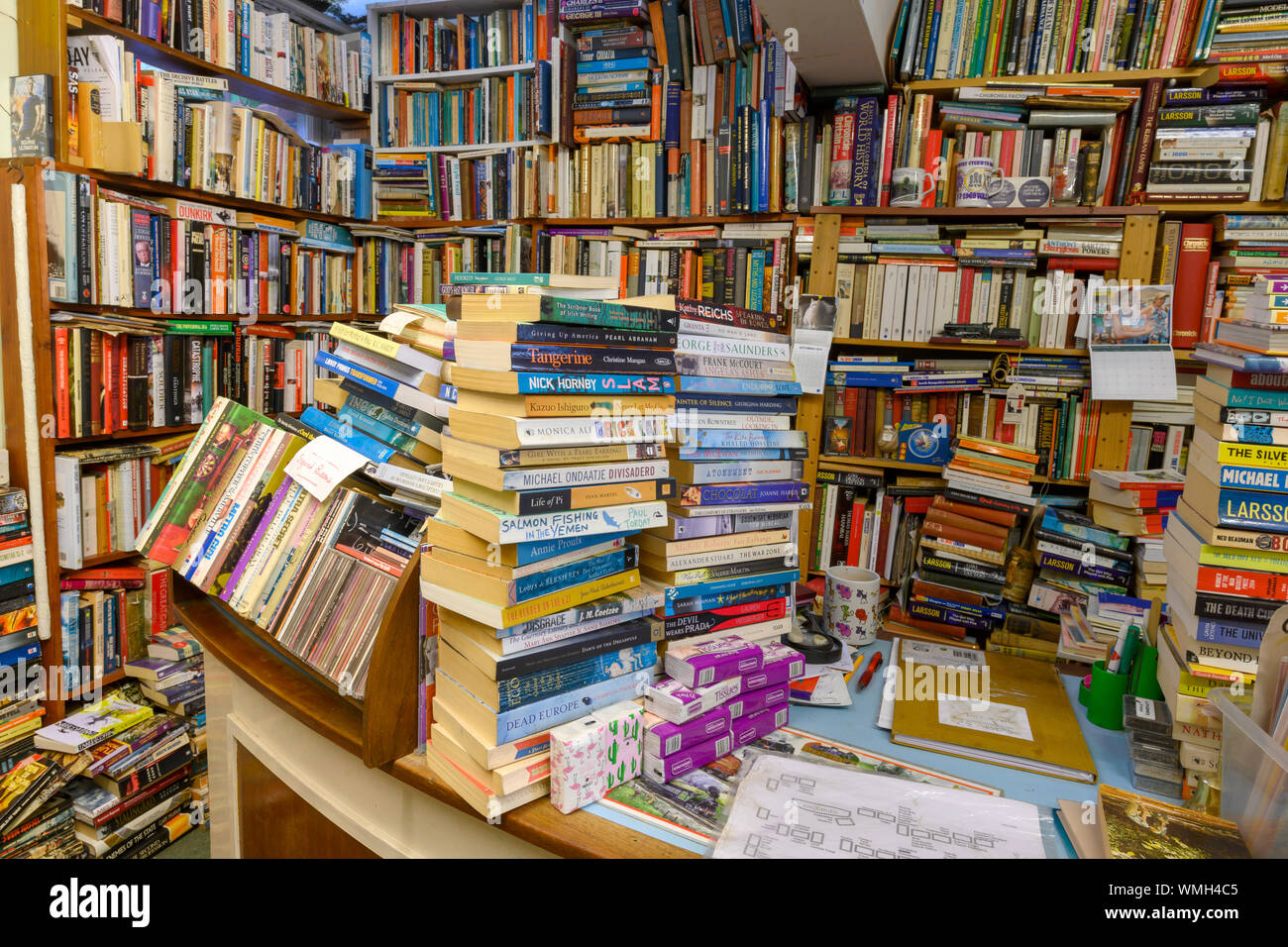 Interior of a very crowded second-hand bookshop. Stock Photo