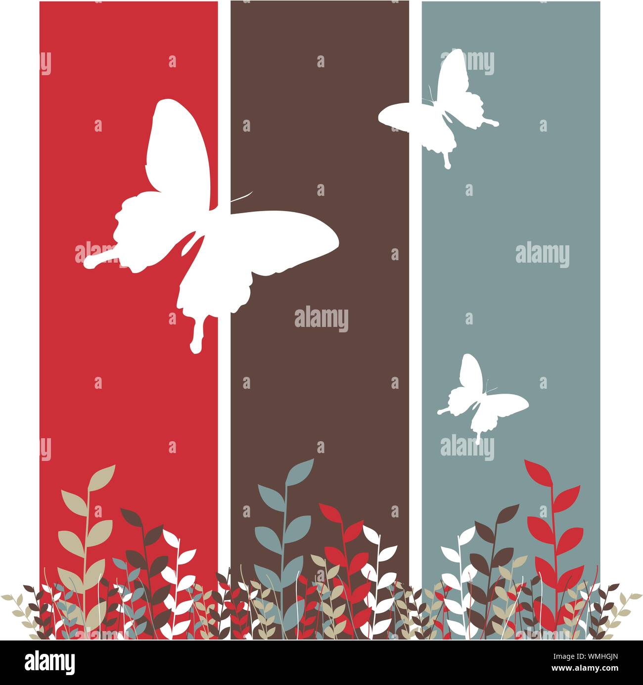 Butterflies and leaves background Stock Vector Image & Art - Alamy