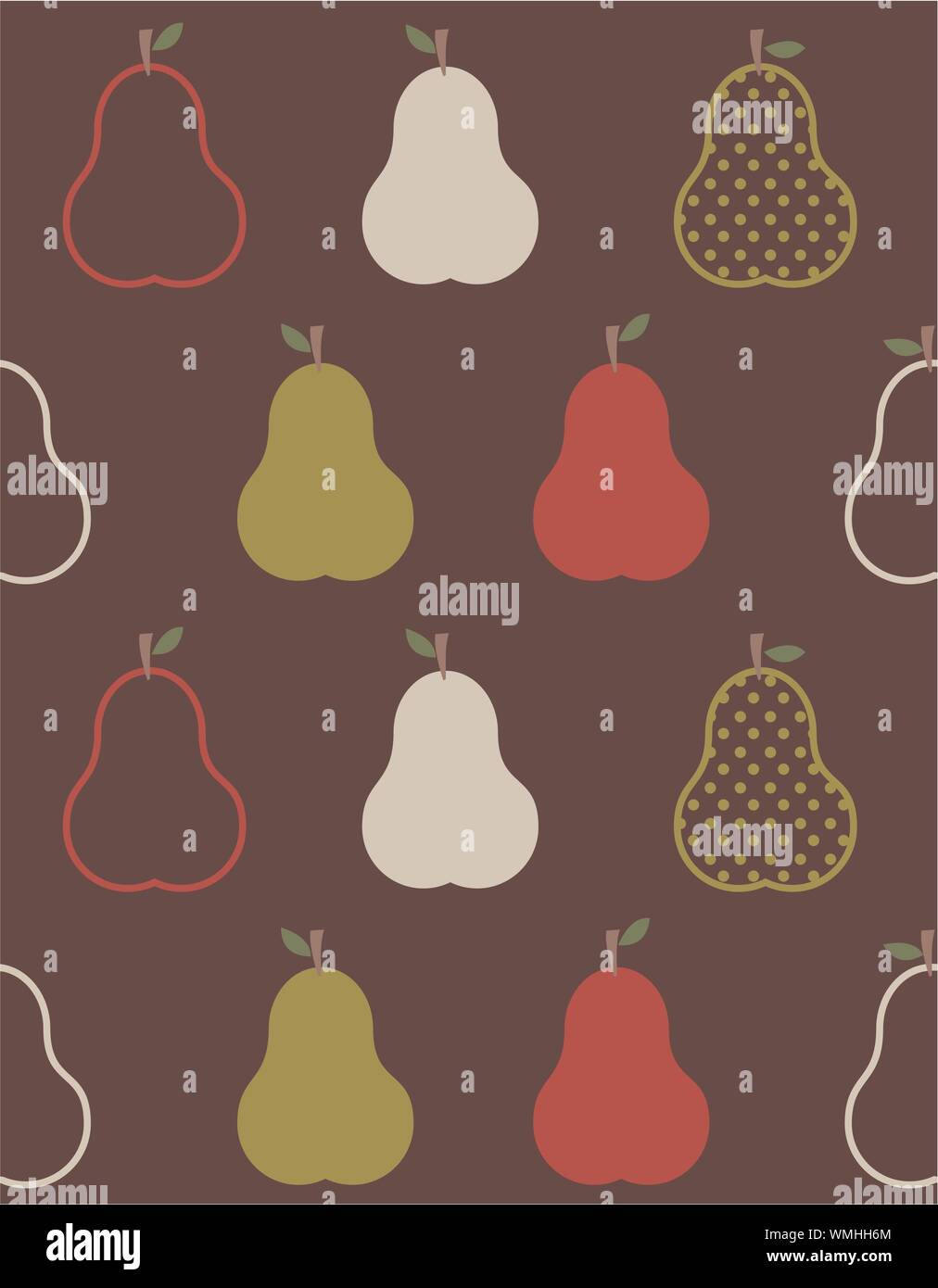 Retro colorful pears pattern Stock Vector