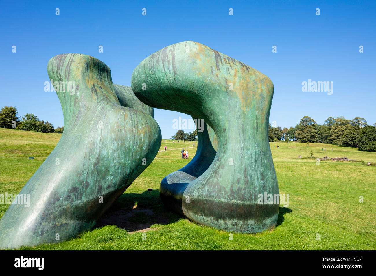 Henry Moore Large Two Forms in the country park area Yorkshire Sculpture Park  YSP West Bretton Wakeﬁeld Yorkshire England UK GB Europe Stock Photo