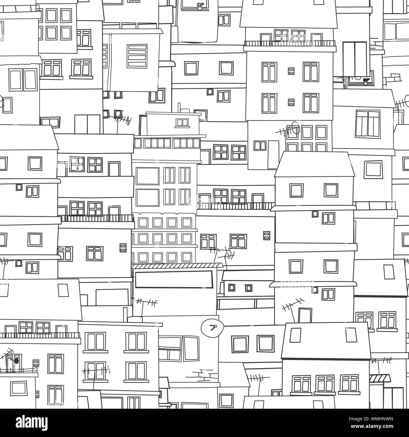 Seamless city sketch Stock Vector