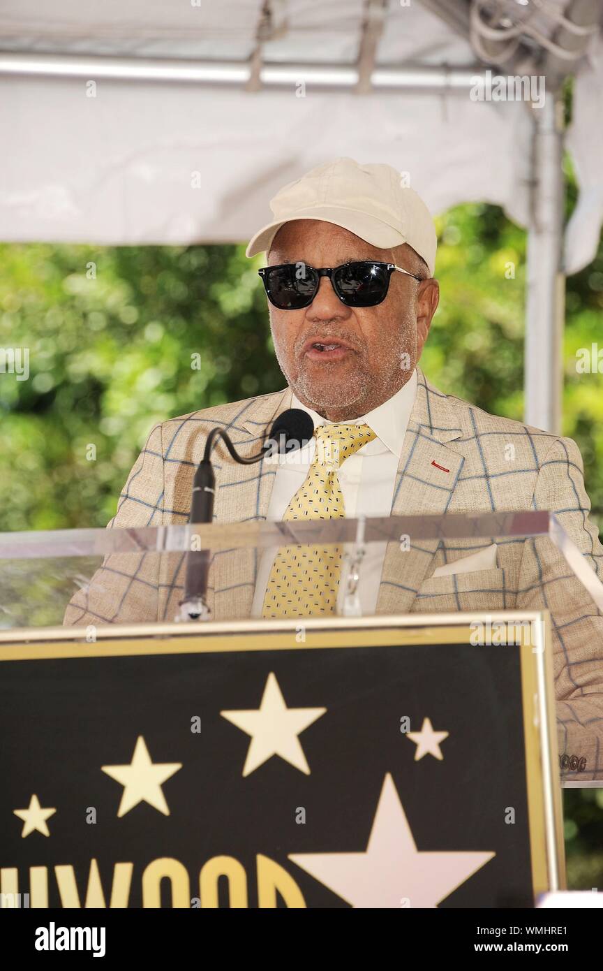 Los Angeles, CA. 4th Sep, 2019. Berry Gordy Jr. at the induction ceremony for Posthumous Star on the Hollywood Walk of Fame for Jackie Wilson, Hollywood Boulevard, Los Angeles, CA September 4, 2019. Credit: Michael Germana/Everett Collection/Alamy Live News Stock Photo