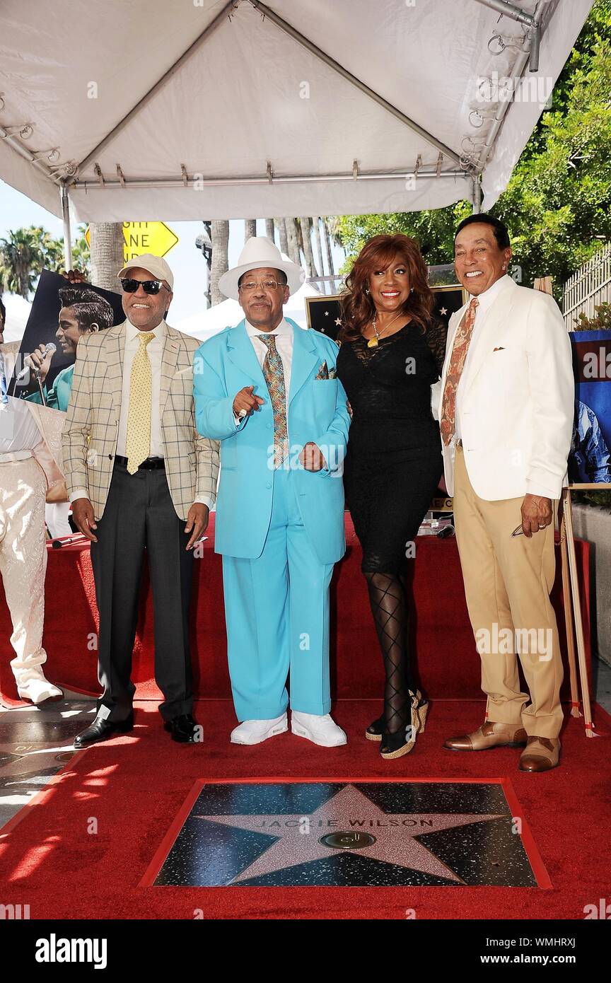 Los Angeles, CA. 4th Sep, 2019. Berry Gordy Jr., Marshall Thompson, Mary Wilson, Smokey Robinson at the induction ceremony for Posthumous Star on the Hollywood Walk of Fame for Jackie Wilson, Hollywood Boulevard, Los Angeles, CA September 4, 2019. Credit: Michael Germana/Everett Collection/Alamy Live News Stock Photo