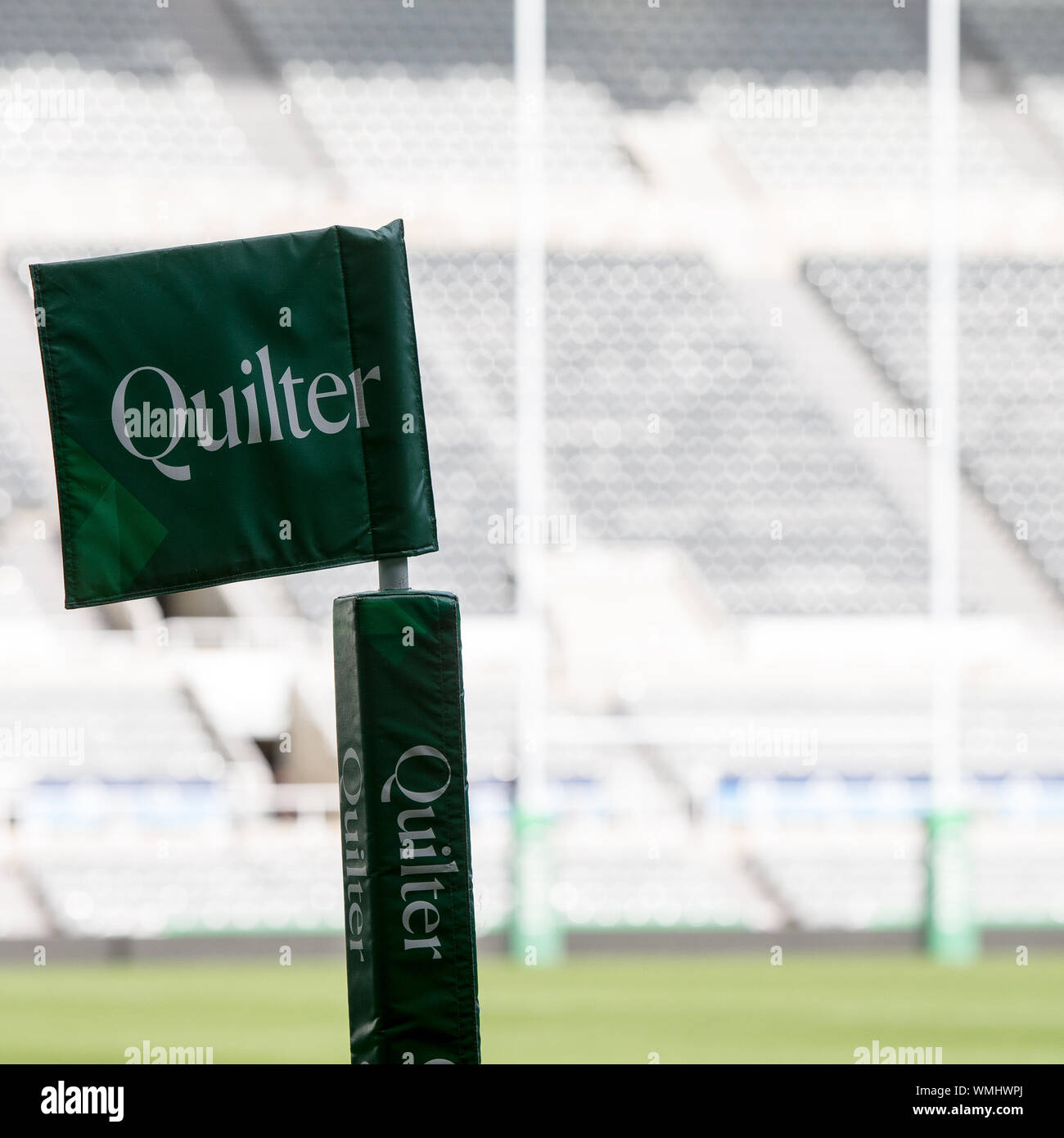 Newcastle, UK. 05th Sep, 2019. NEWCASTLE UPON TYNE, ENGLAND. SEPT 5TH Quilter branding on the corner flag during Italy's Captain's run at St James' Park, Newcastle upon Tyne on Thursday 6th September 2019 (Credit: Chris Lishman | MI News) Credit: MI News & Sport /Alamy Live News Stock Photo