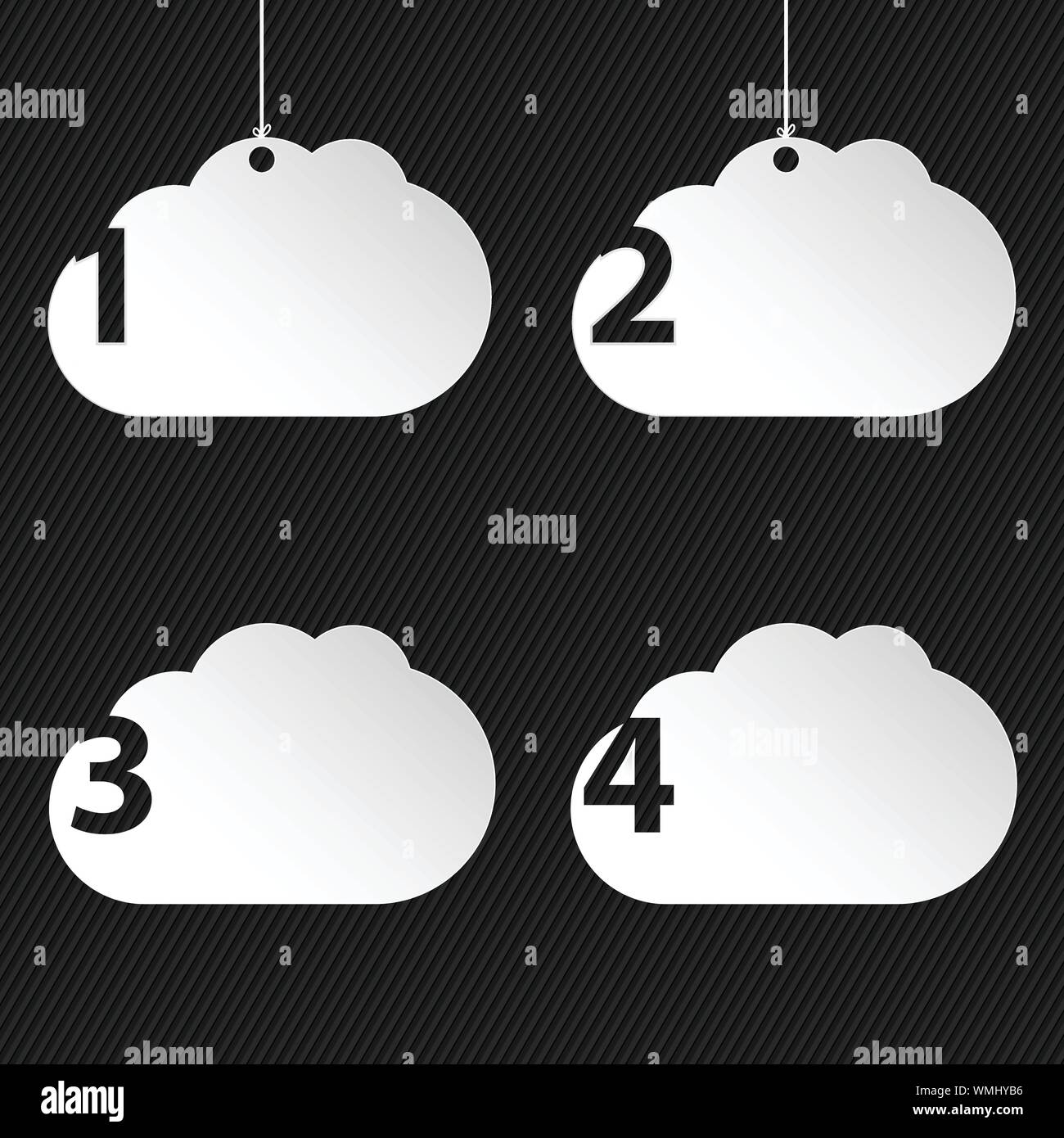 Numbered cloud network icons on black background Stock Vector Image ...