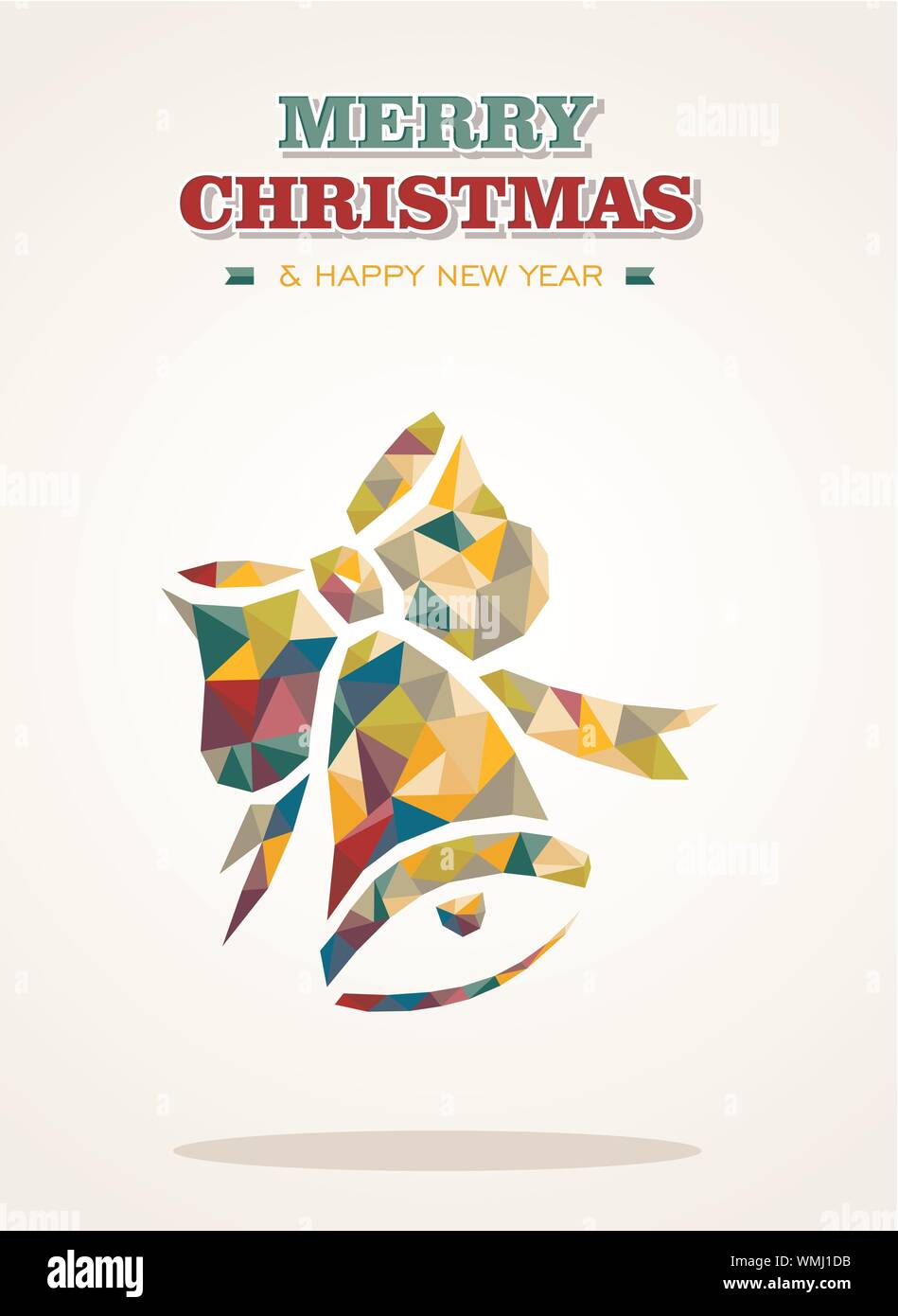Merry Christmas contemporary triangle greeting card Stock Vector