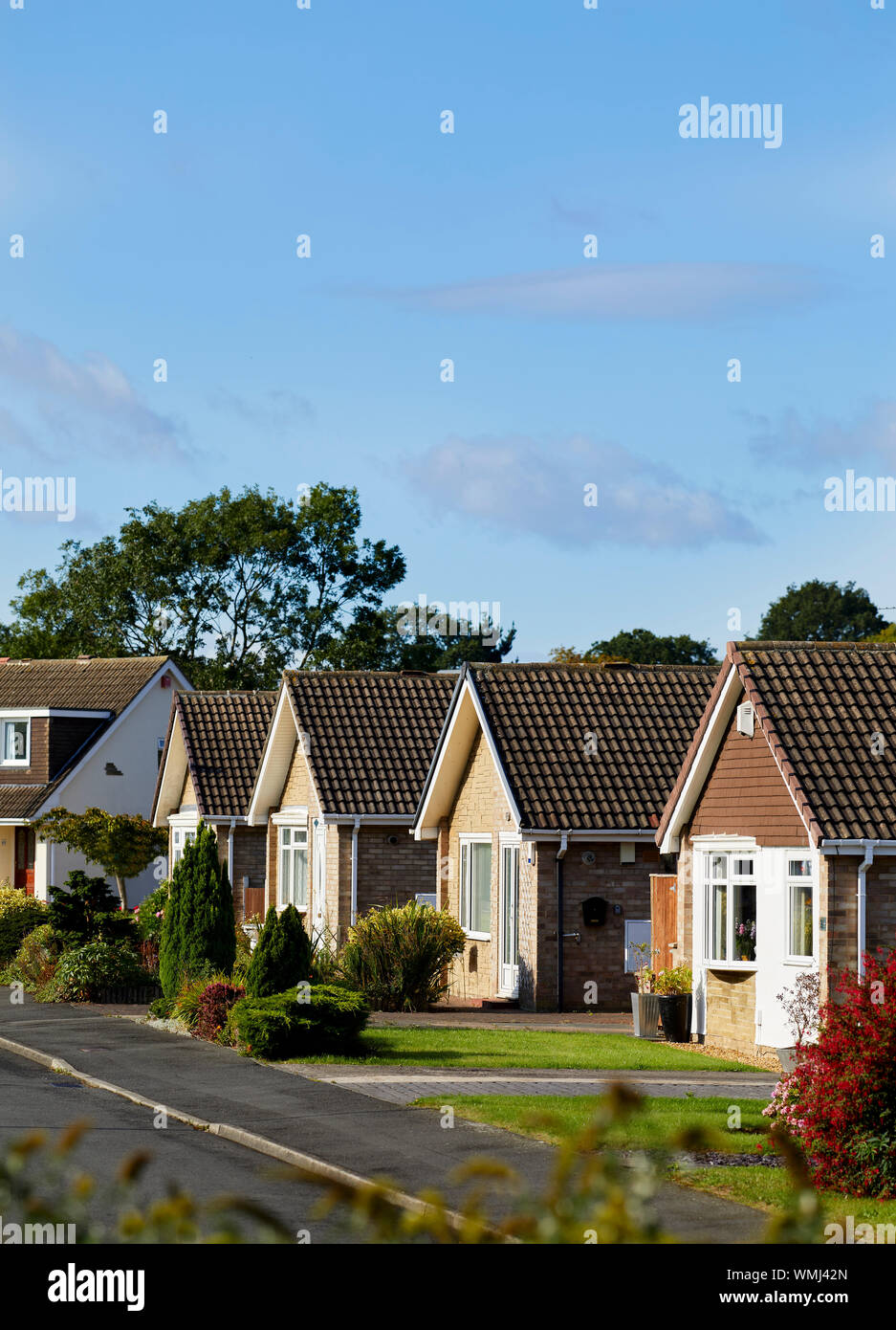 Row of Bungalows in a street Stock Photo