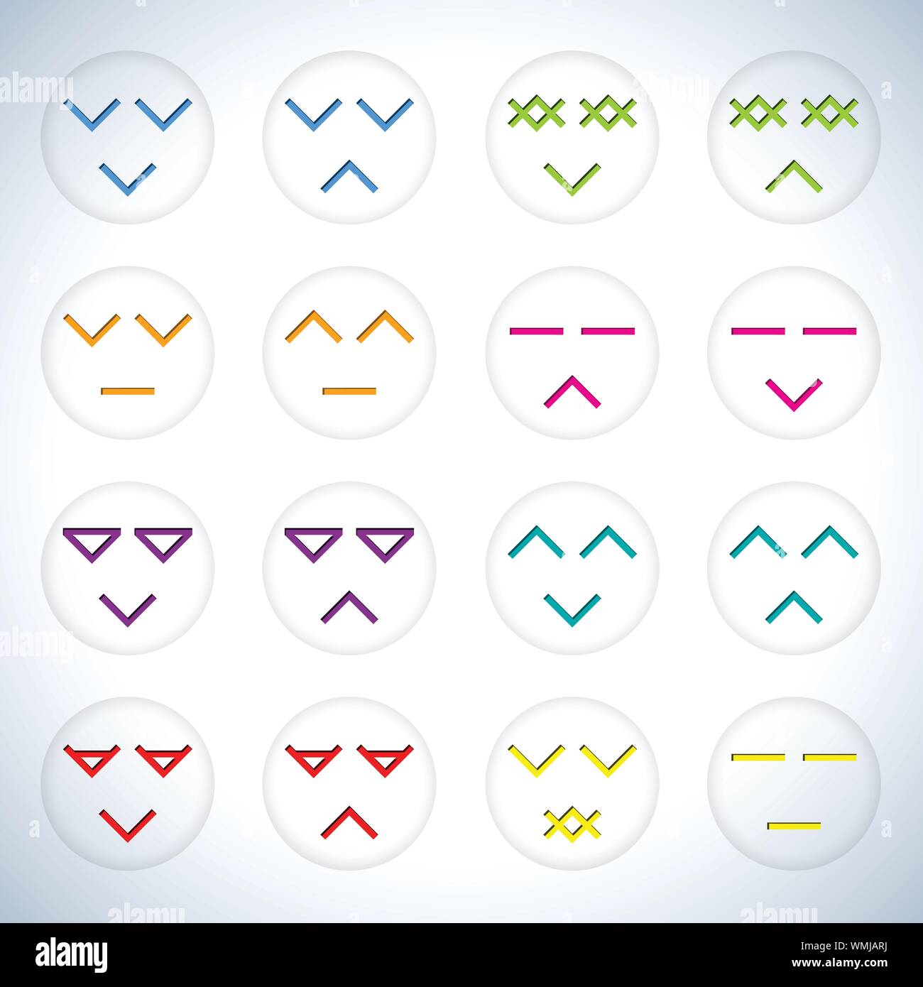 Smiley faces shaped with debossed arrows Stock Vector