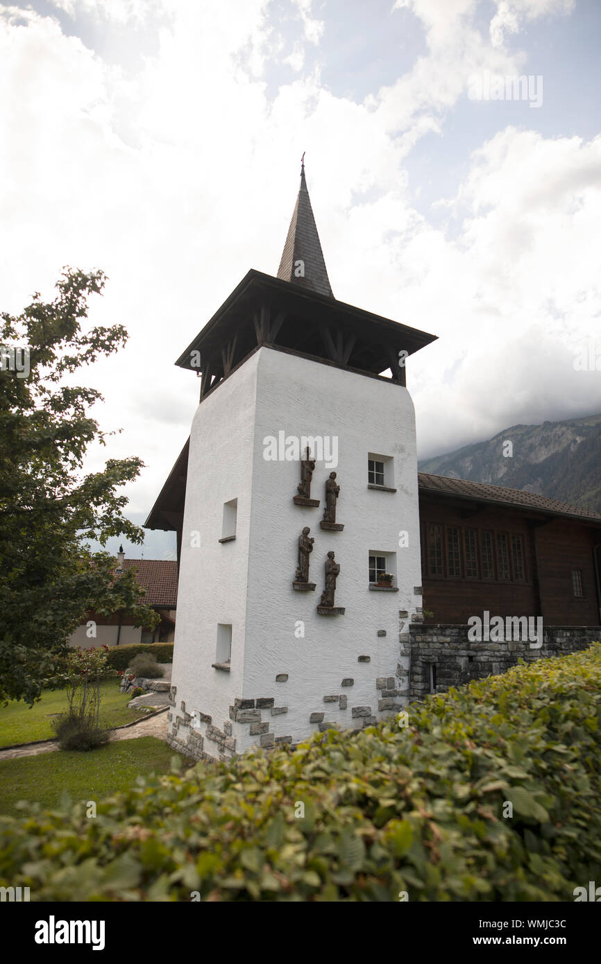The Marienkapelle (chapel of Mary), a Catholic church in Brienz, Bernese Oberland, Switzerland. Stock Photo
