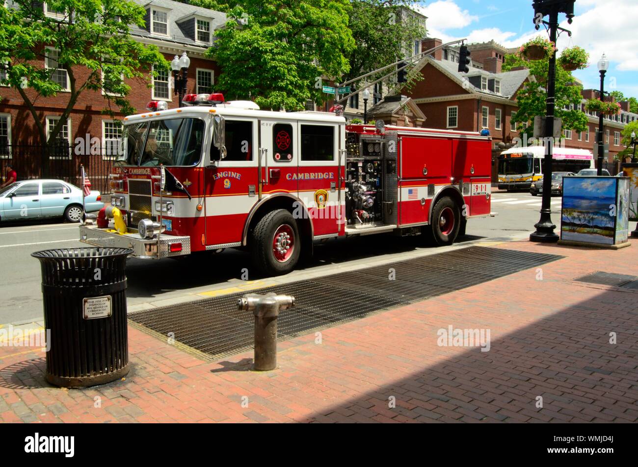 Fire engine in Cambridge Massachusetts Stock Photo