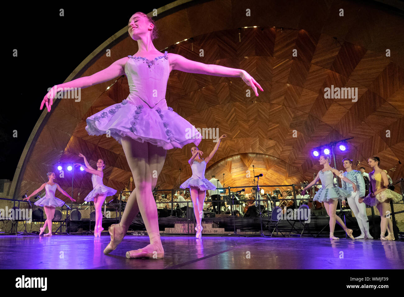 Boston Ballet dancers perform with the Landmarks Orchestra at the Hatch