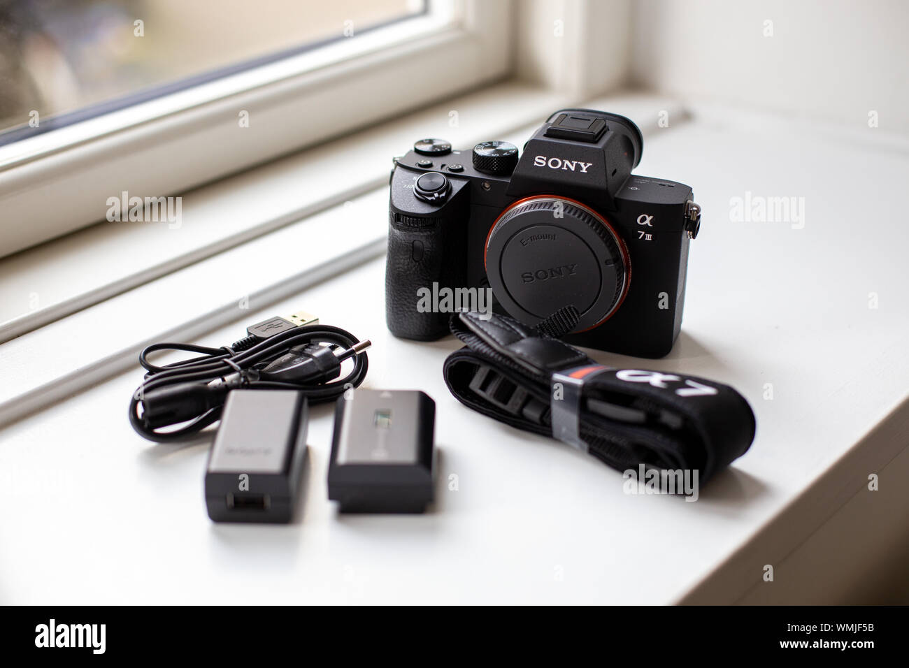 Close-up of Sony A7iii mirrorless camera Stock Photo