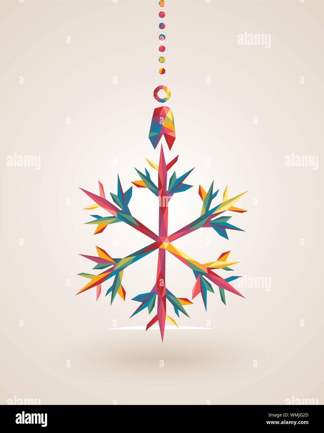Merry Christmas snowflake multicolors hanging bauble Stock Vector Image ...