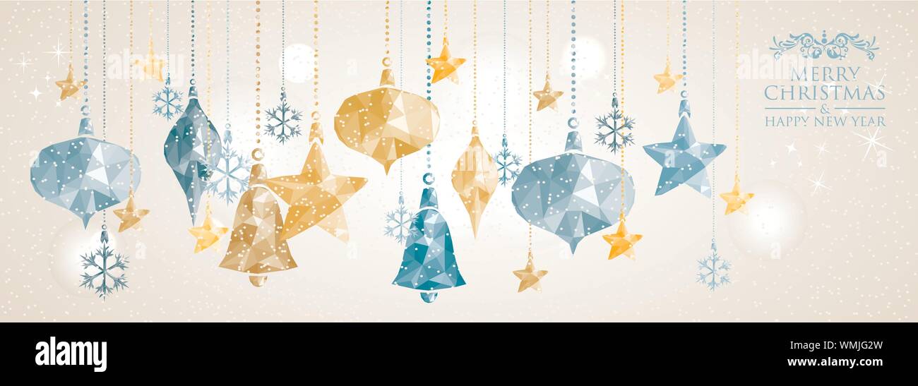 Vintage Christmas banner hanging balls composition Stock Vector Image ...
