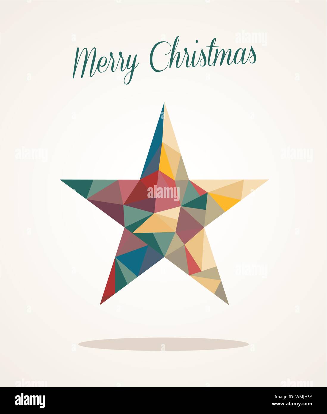 Merry Christmas contemporary triangle star greeting card Stock Vector