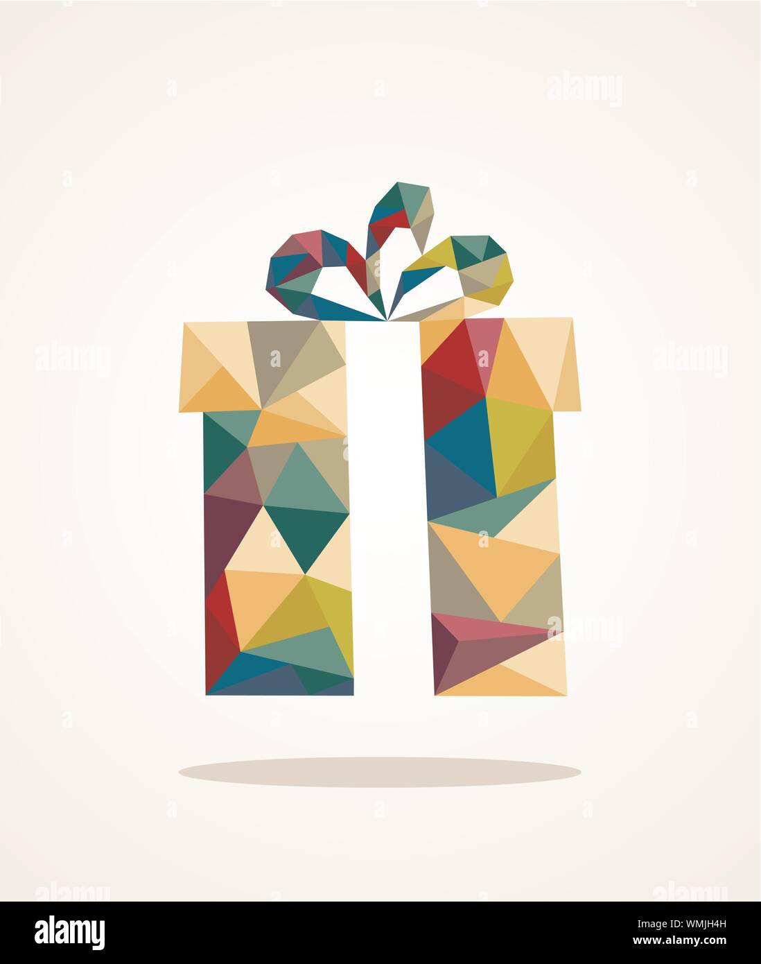 Christmas contemporary triangle gift box greeting card Stock Vector