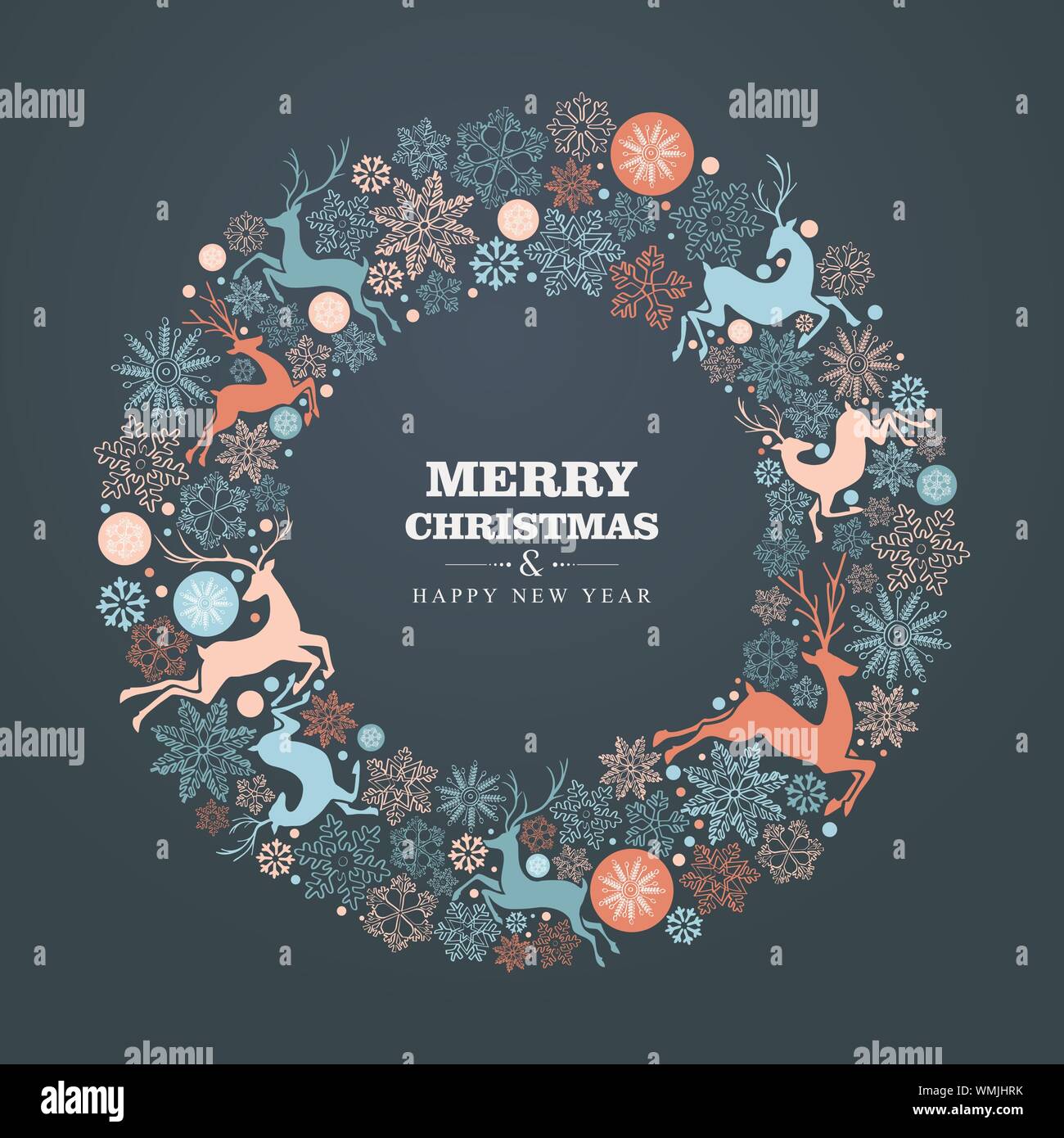 Merry Christmas and Happy New Year greeting card Stock Vector Image ...
