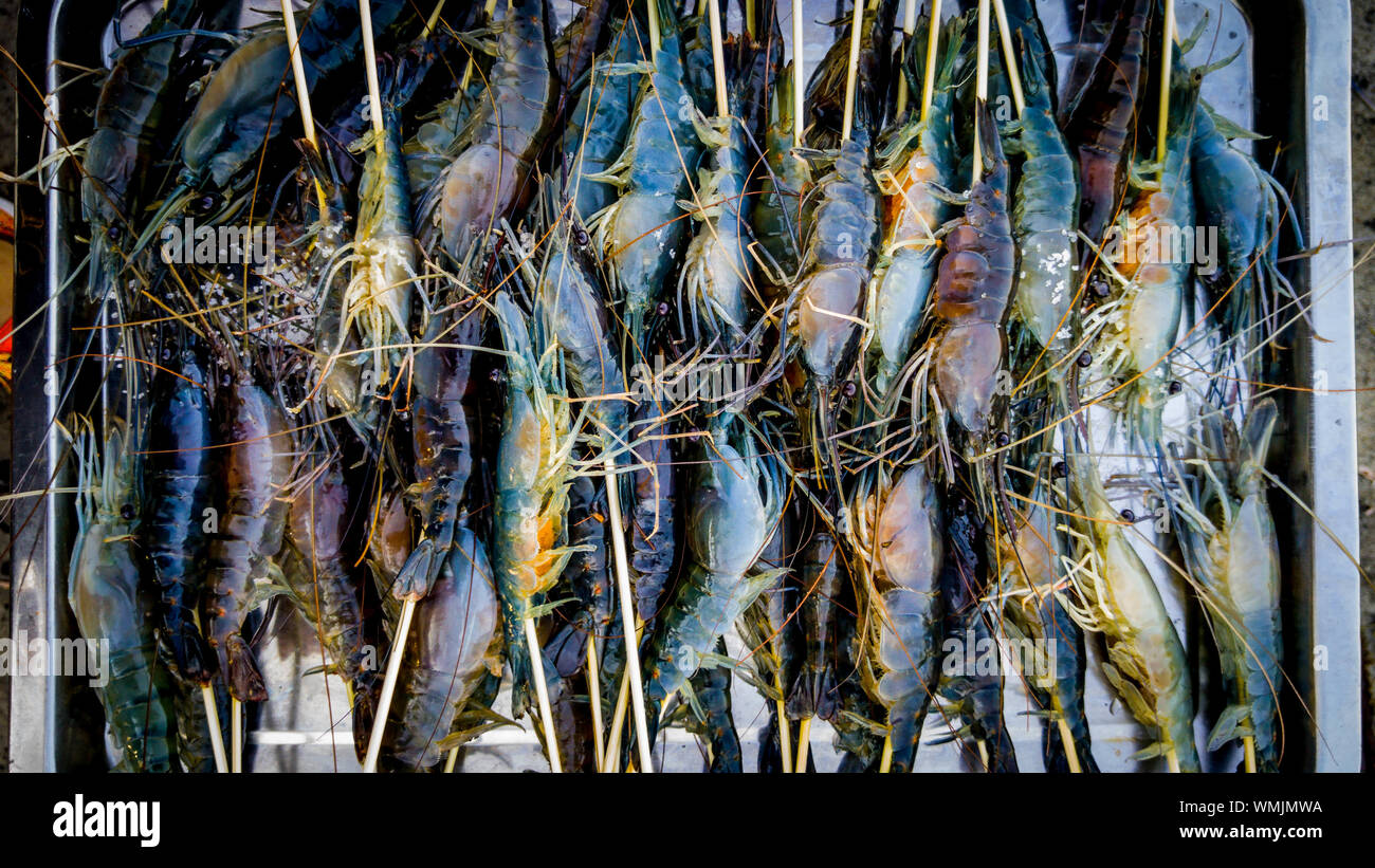 Prawns For Sale At Fish Market Stock Photo
