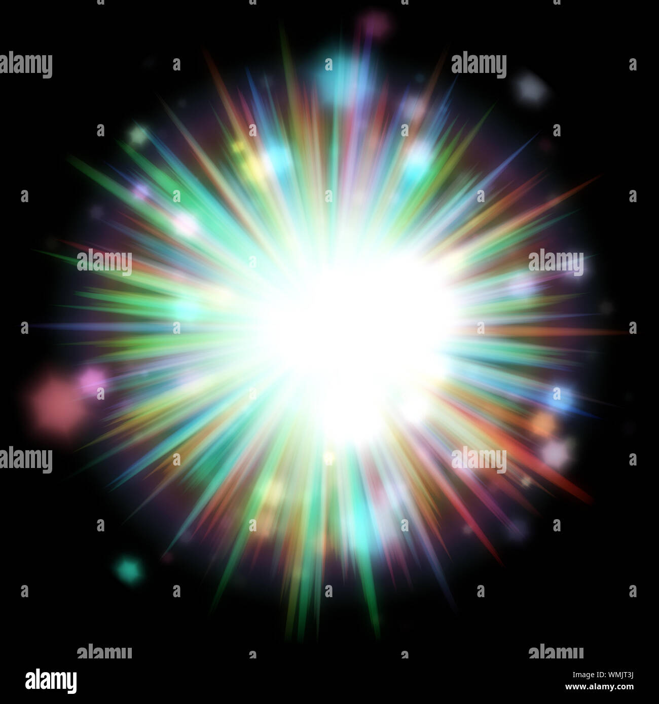 Abstract colorful exploding star, light burst on black background Stock ...