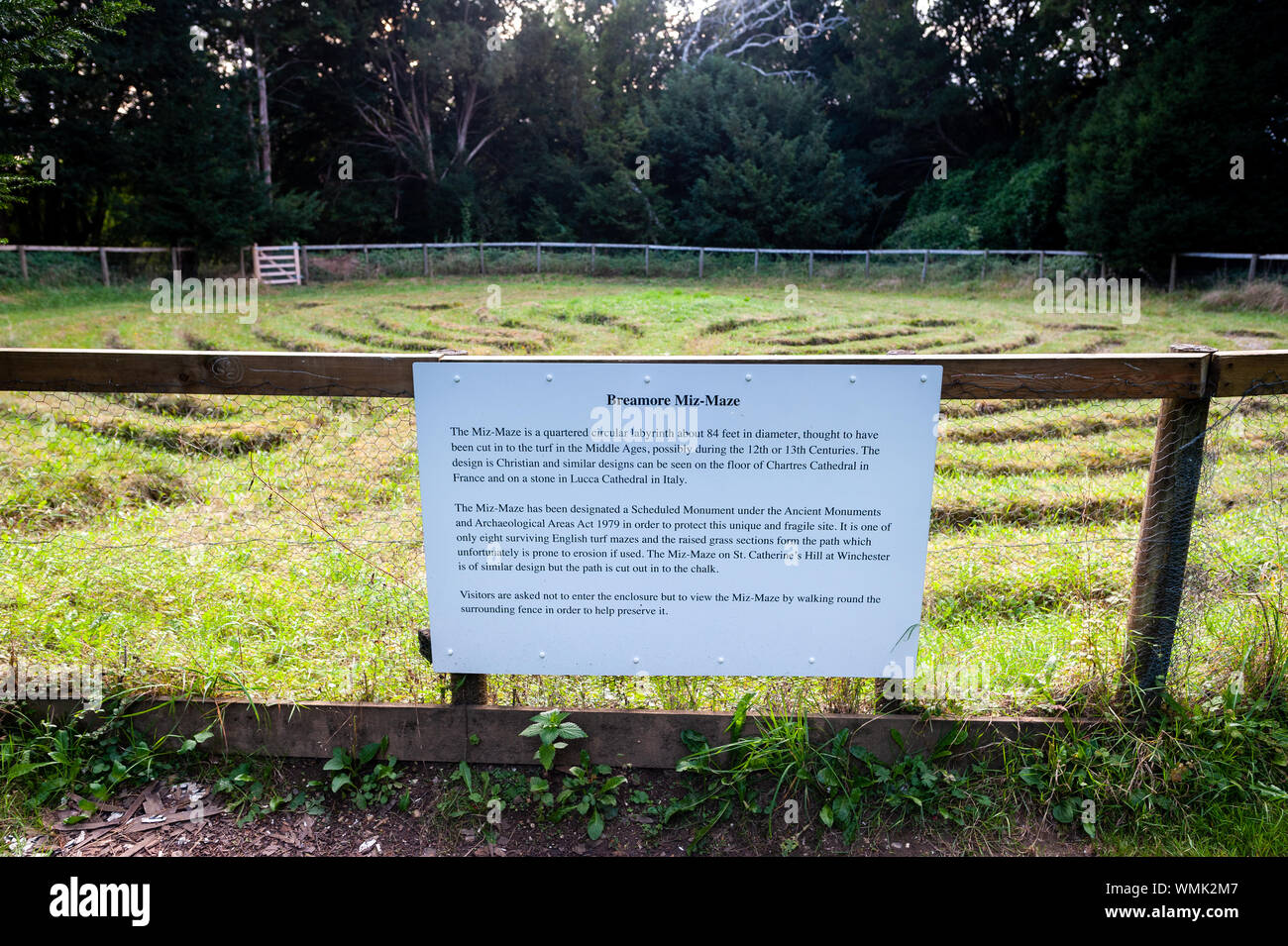 The Miz-Maze, a designated ancient monument at Breamore, Hampshire, England, UK Stock Photo