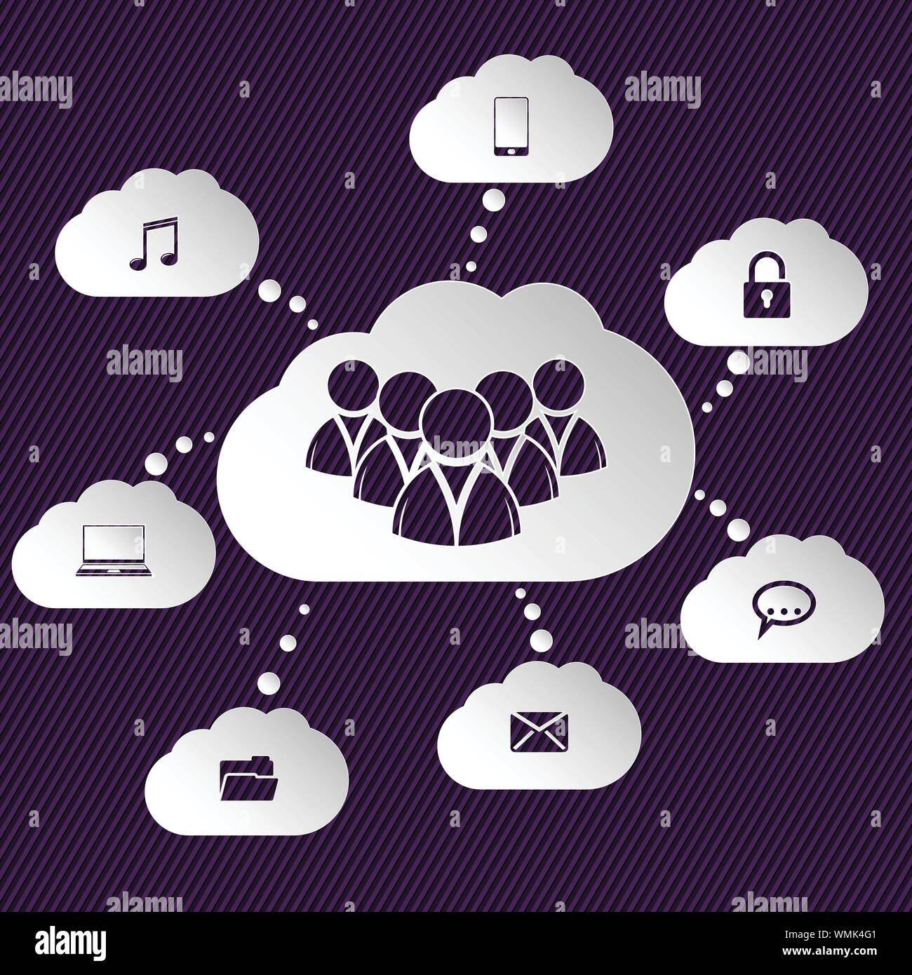 Cloud network representation with speech bubbles Stock Vector