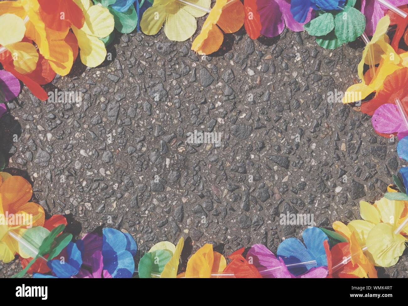 Directly Above Shot Of Colorful Garland On Street Stock Photo